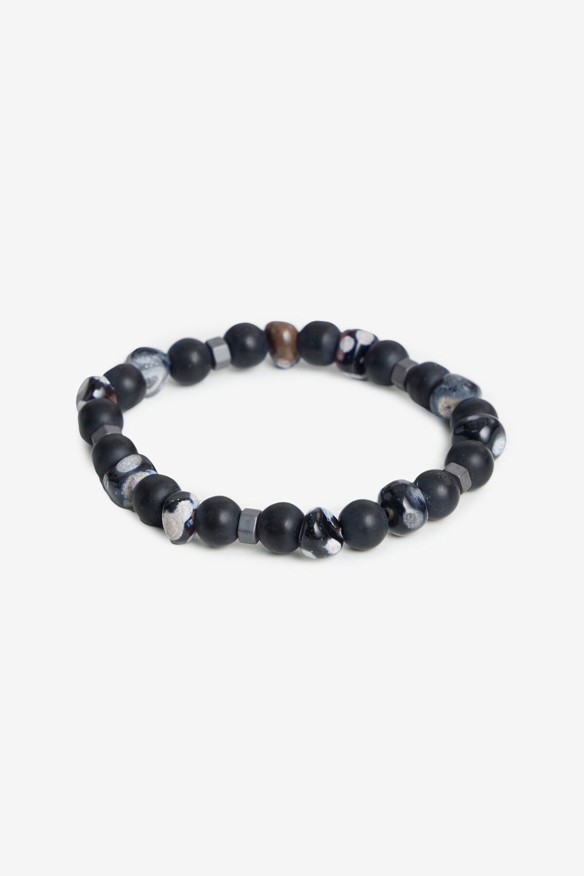 ALTINYILDIZ CLASSICS-Men's Anthracite-Grey Natural Stone Bead Bracelet 1