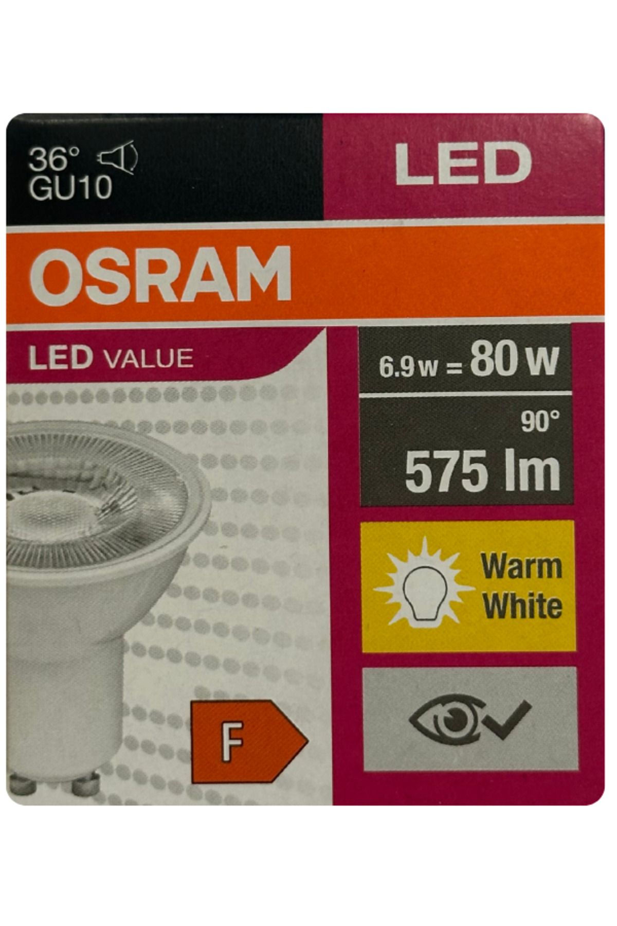 Osram 6.9W (80W) 2700K (Sarı Işık) GU10 Duylu Led Spot Ampul