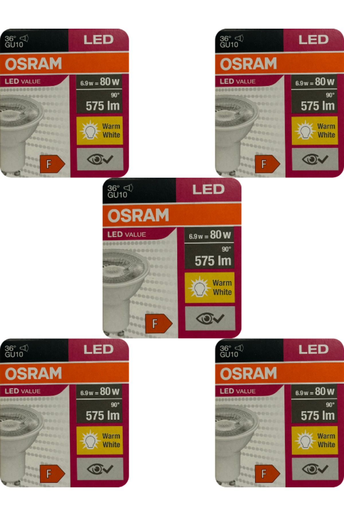 Osram (5 Adet) Osram 6.9w (80w) 2700k (sarı Işık) Gu10 Duylu led Spot Ampul