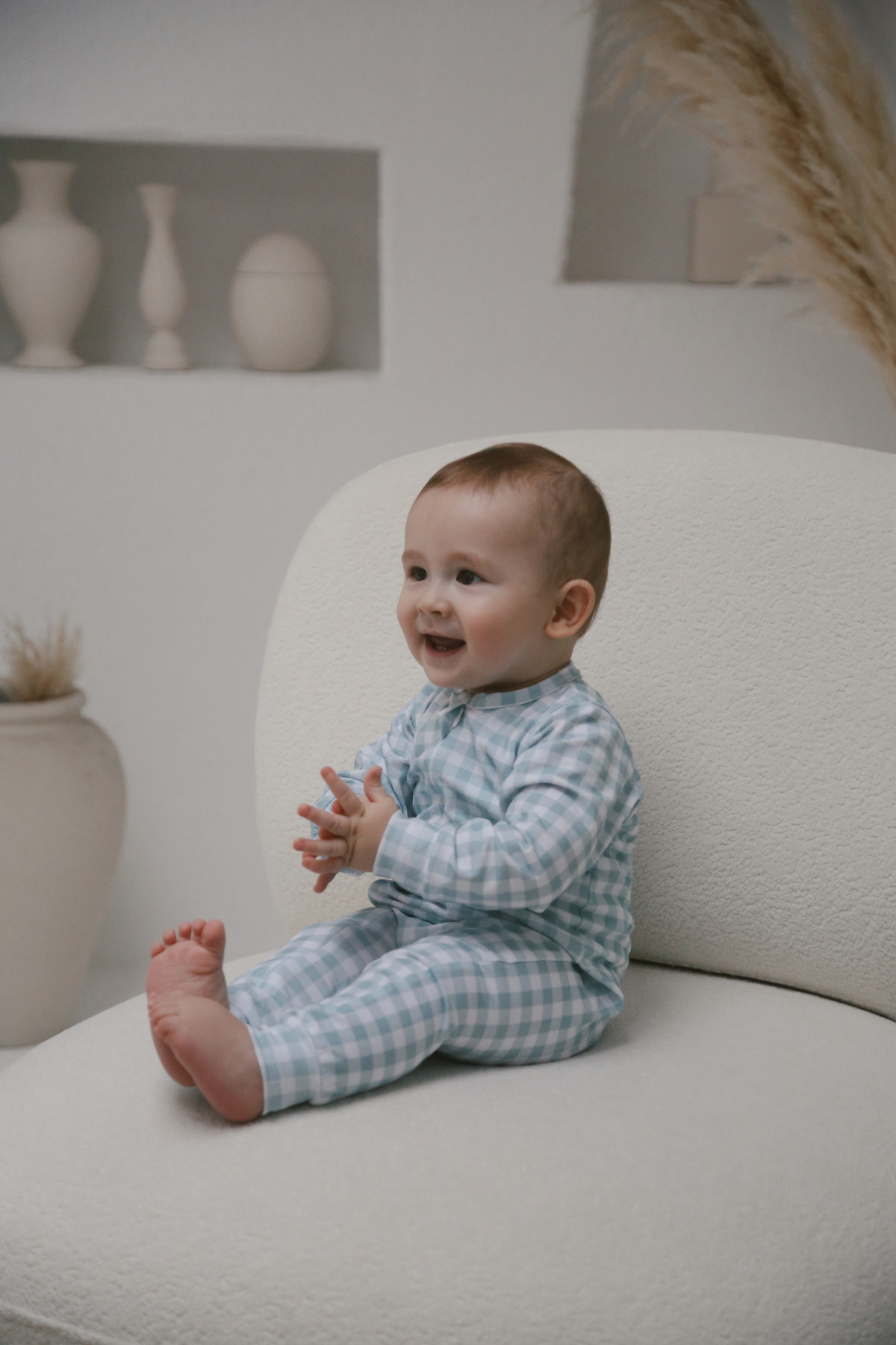 DoDo'S Baby %100 ORGANİK PAMUK SOFT EKOSE MİNT BEBEK UYKU TULUMU fotoğrafı 4 (önizleme)