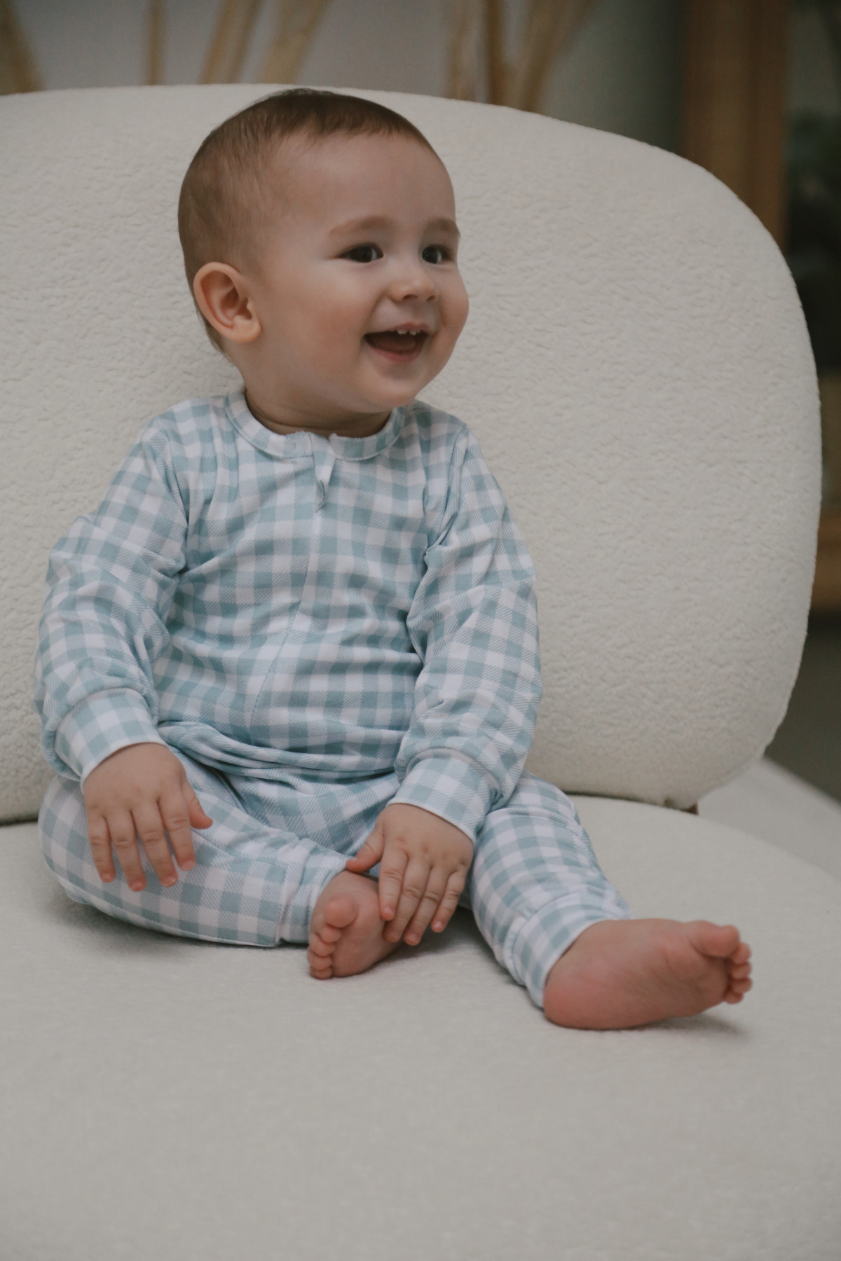 DoDo'S Baby %100 ORGANİK PAMUK SOFT EKOSE MİNT BEBEK UYKU TULUMU fotoğrafı 5 (önizleme)