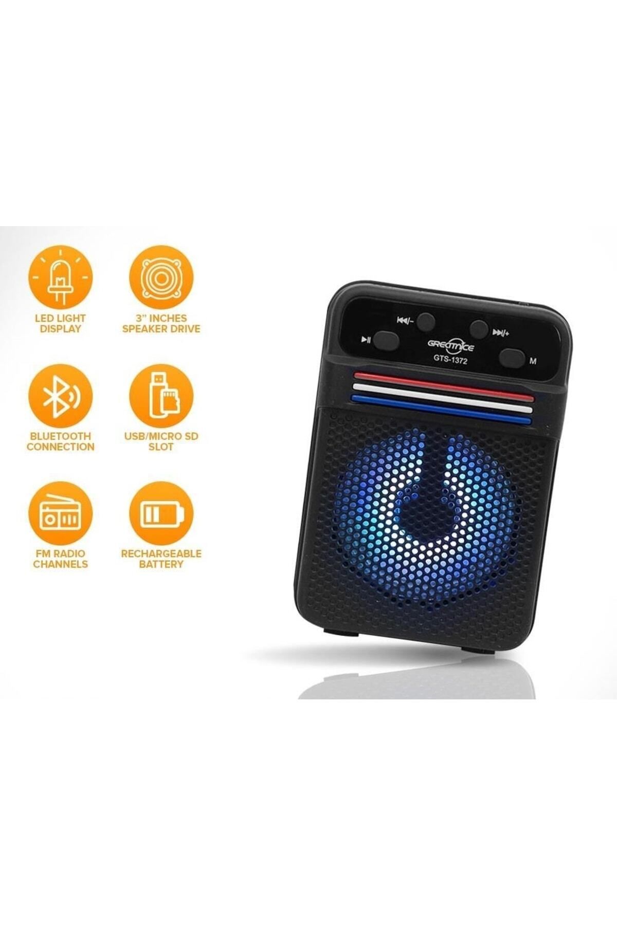 TNP TECH Gts-1372 Mini Bluetooth Kablosuz Taşınabilir Led Hoparlör (usb Ve Fm Radyo Ile)