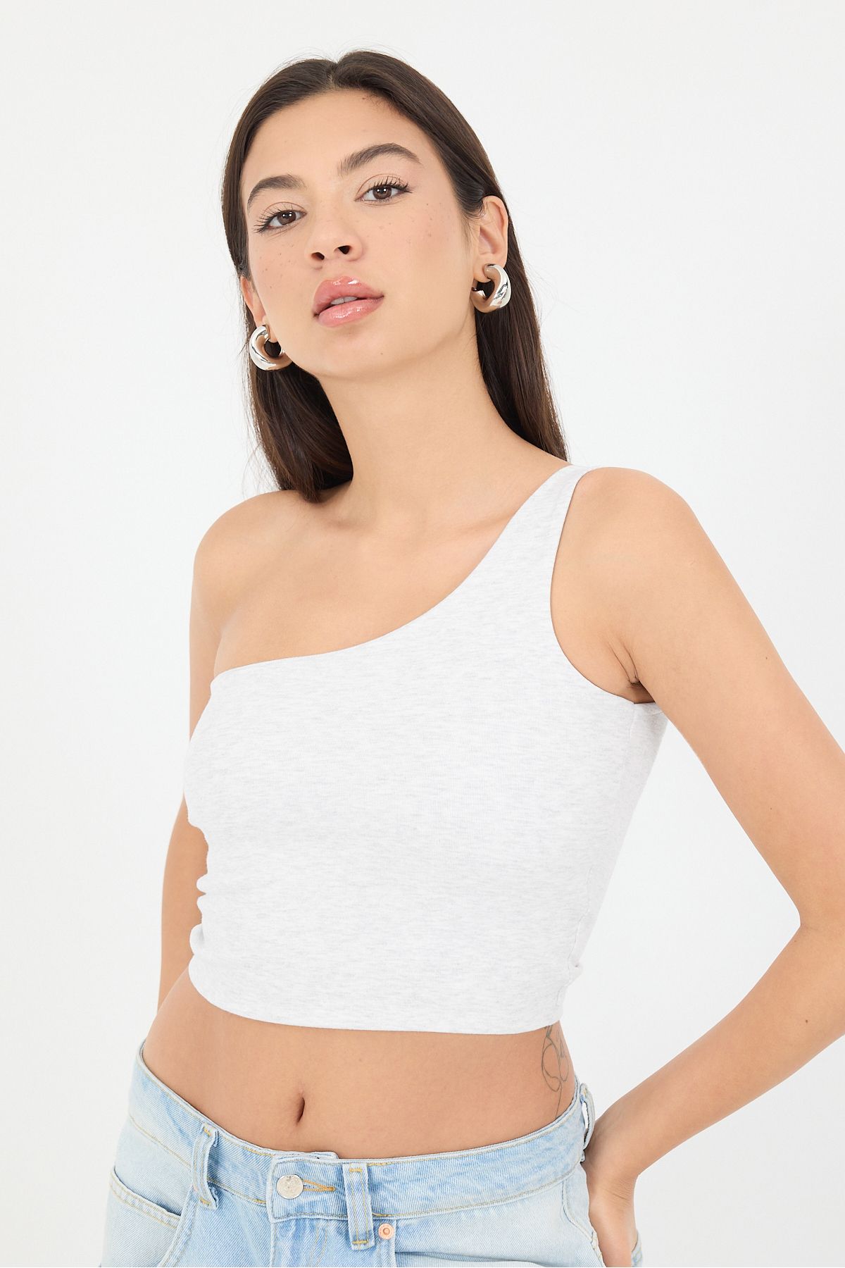 Addax-Single Shoulder Crop Tank Top A13618-P13 2
