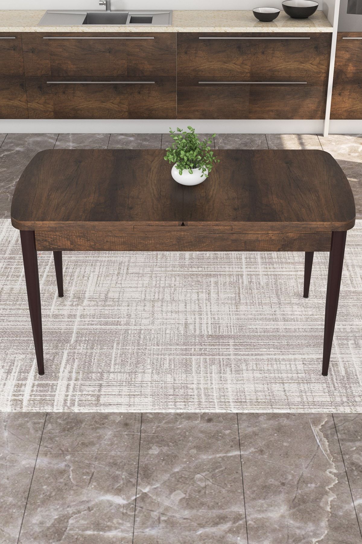 Trapeza Barok Desen 80 X 132 Açılabilen Mutfak Masası ( Takım Halinde ) 4 Sandalye, 1 Bench-2