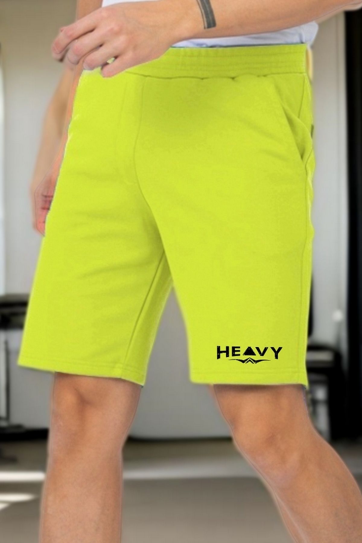 BESSA-Men's Heavy Printed Shorts Green Cotton Stretchy Waisted Inner Cord Relaxed Fit 2