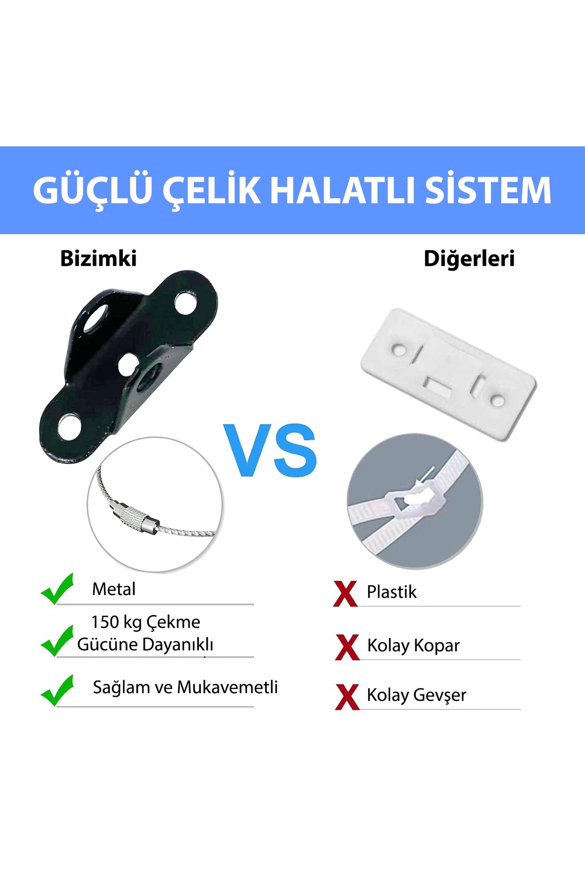 MR.BRACKET Ağır Yük Çelik Halatlı Deprem Dolap Sabitleme Aparatı - Mobilya Gardırop Duvar Sabitleyici Aparat fotoğrafı 5 (önizleme)