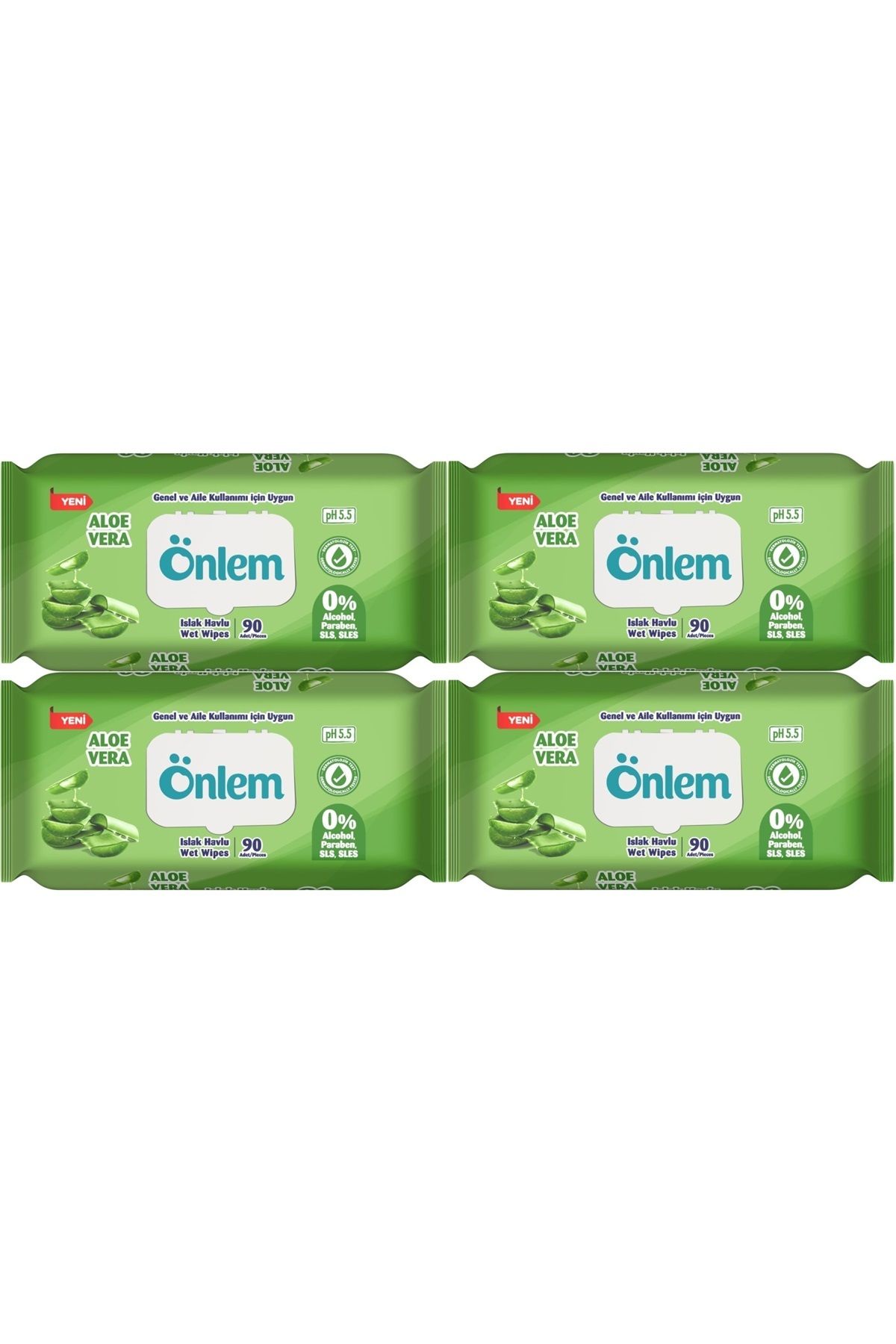 ÖNLEM Önlem Islak Havlu Mendil 90 Yaprak Aloe Vera Plastik Kapaklı (4 Lü Set) (360 Yaprak)