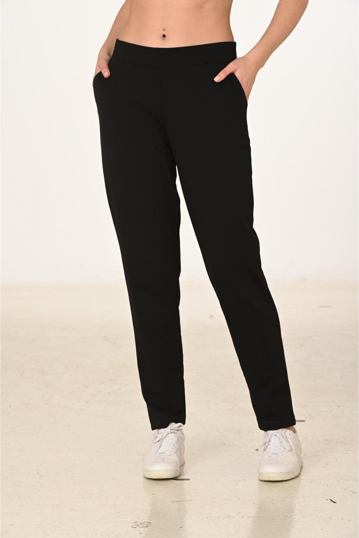 TRENDHİLL-Women's Black Cotton Sweatpants 5610-S 1