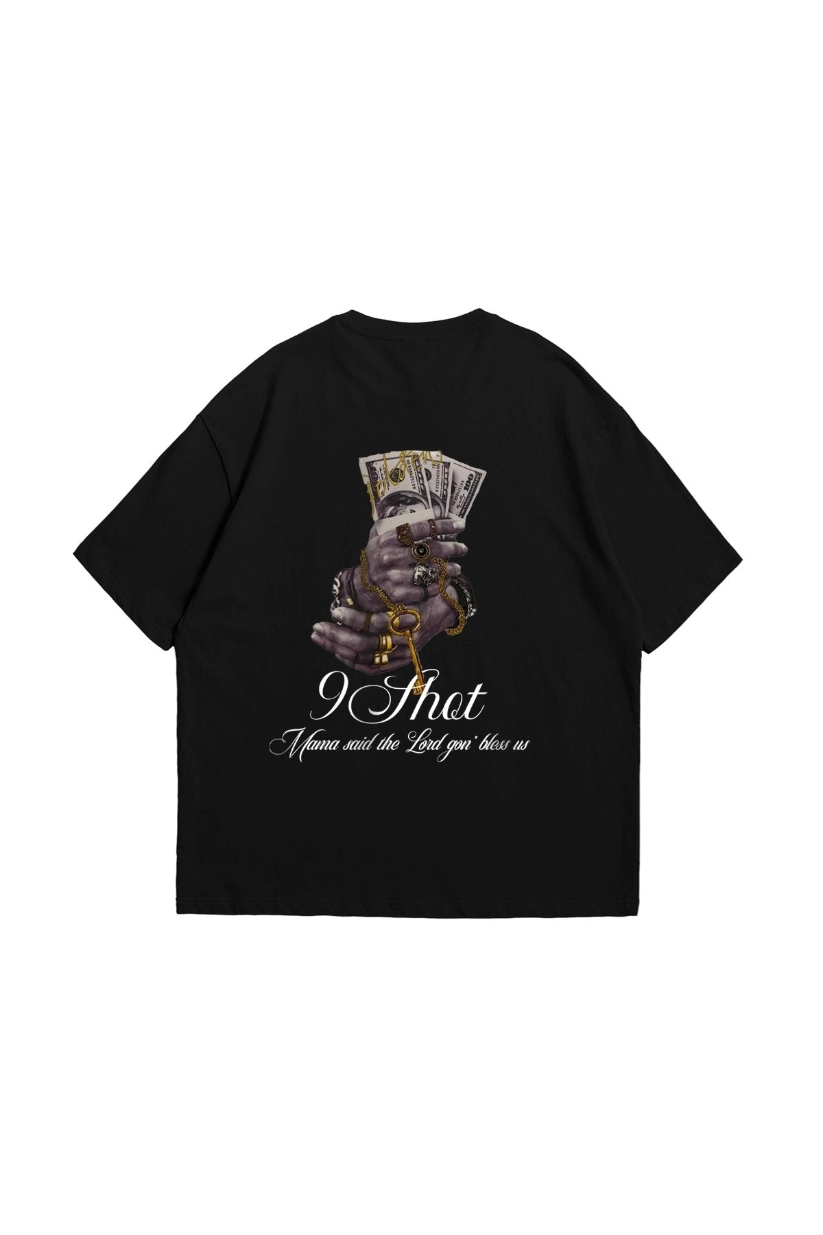 Tarzsokak Money Hand Baskılı Oversize Unisex Siyah