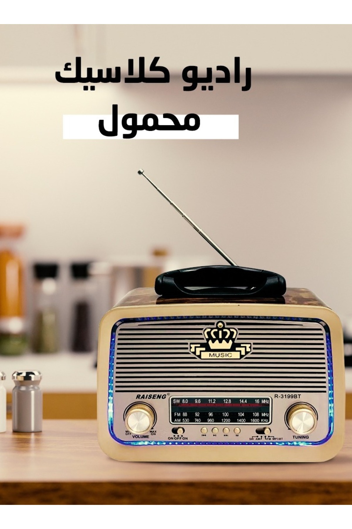 Primo Plus-راديو محمول FM - AM - SW ذهبي/بني/أسود بلوتوث صوت محمول بطاقة TF قرص فلاش USB 6