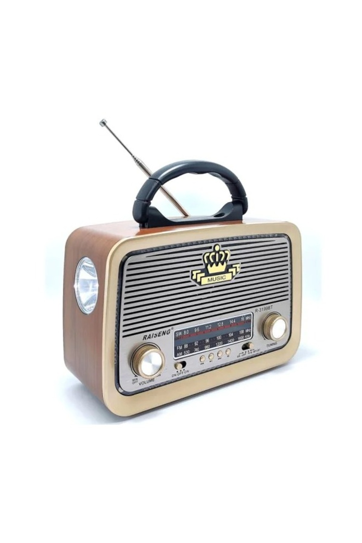 Primo Plus-راديو محمول FM - AM - SW ذهبي/بني/أسود بلوتوث صوت محمول بطاقة TF قرص فلاش USB 7