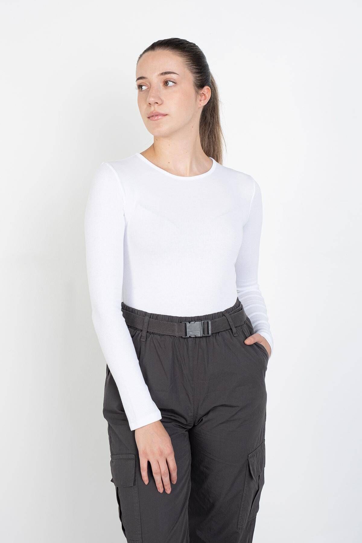 Addax-Crew Neck Ribbed Modal Blouse B13342-n3 4