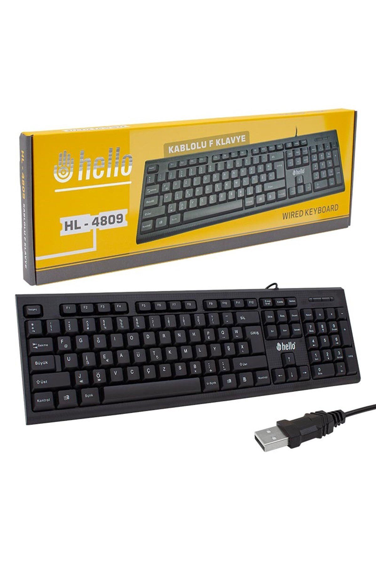 Hello HL-4809 STANDART KABLOLU SİYAH USB Q KLAVYE