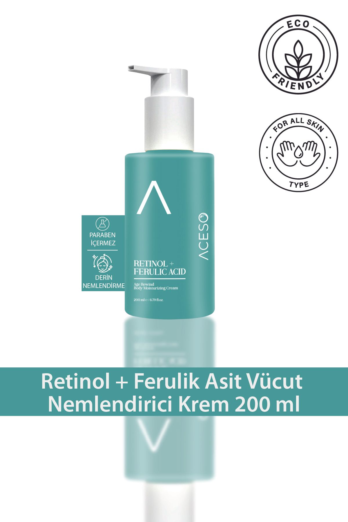 Aceso Cosmetics Retinol + Ferulik Asit Vücut Nemlendirici Krem 200 ml