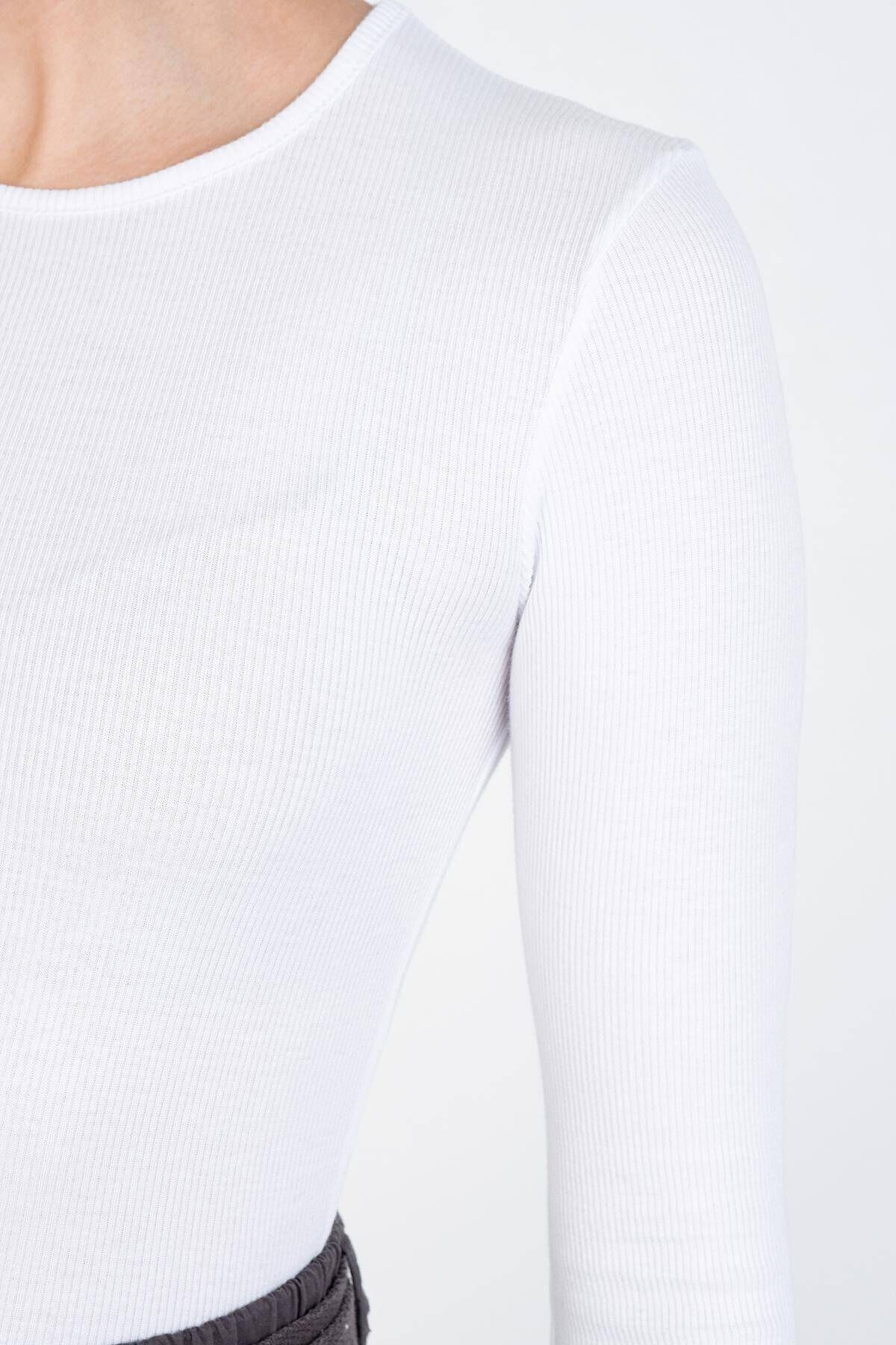 Addax-Crew Neck Ribbed Modal Blouse B13342-n3 3