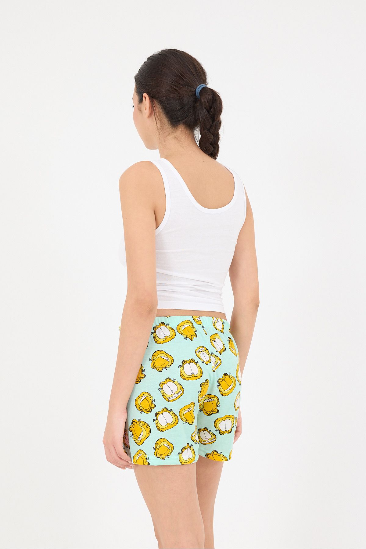 Addax-Ş097-T5 Model Printed Pajama Set with Shorts 4