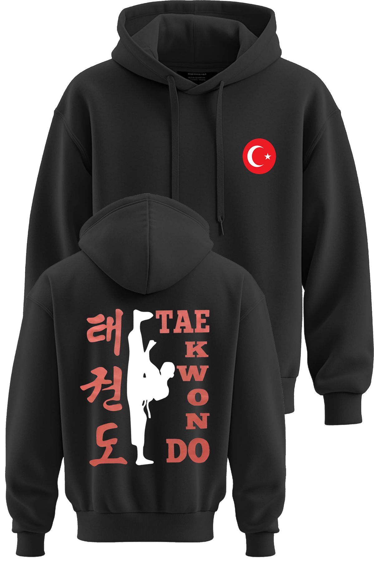 TOP GLORY Taekwondo Baskılı 3 İp Şardonlu Kapüşonlu Sweatshirt hoodie TKDO36350