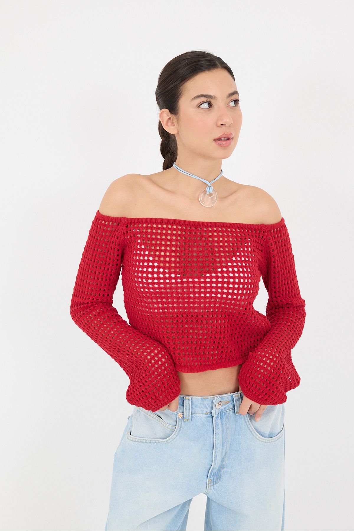 Addax-Openwork Crop Knitwear - T10290-A3 Model 5
