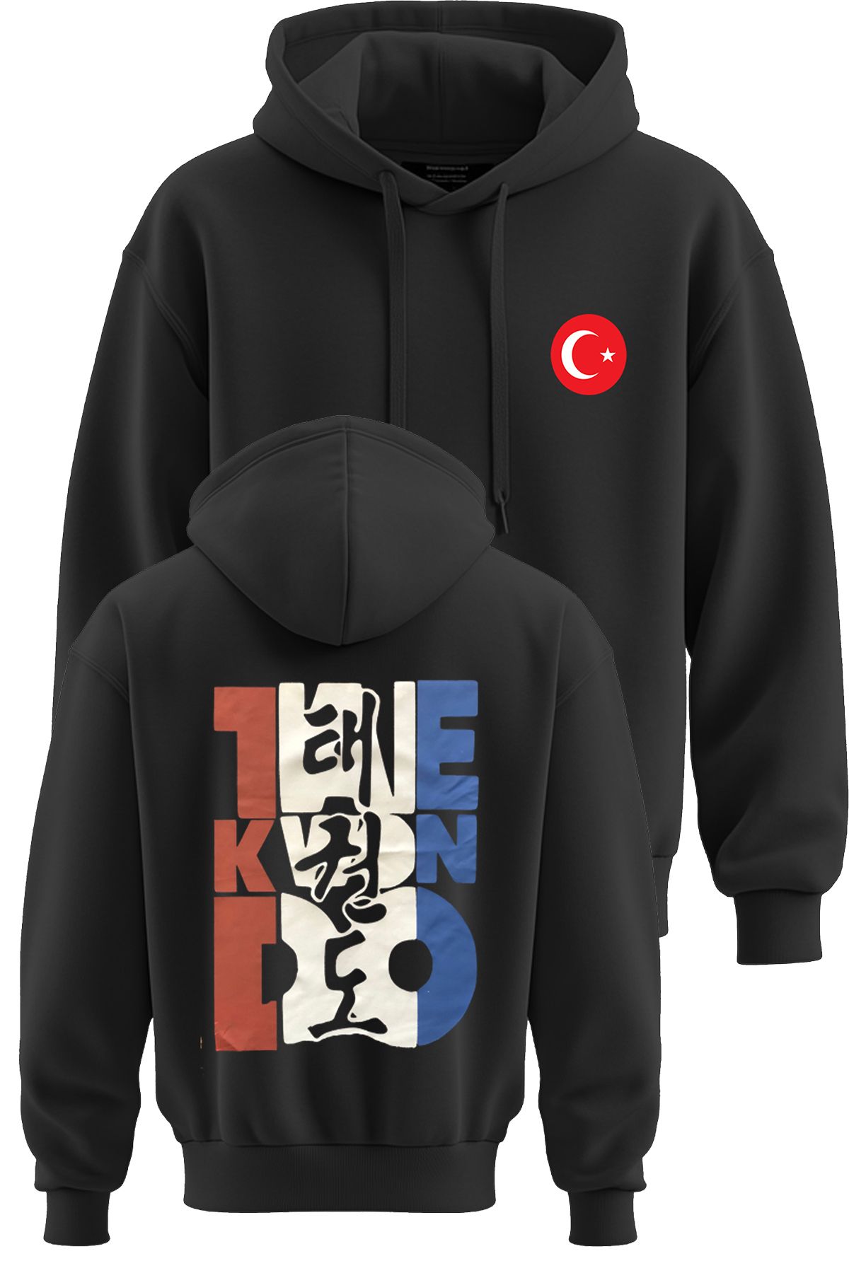 TOP GLORY Taekwondo Baskılı 3 İp Şardonlu Kapüşonlu Sweatshirt hoodie TKDO26340