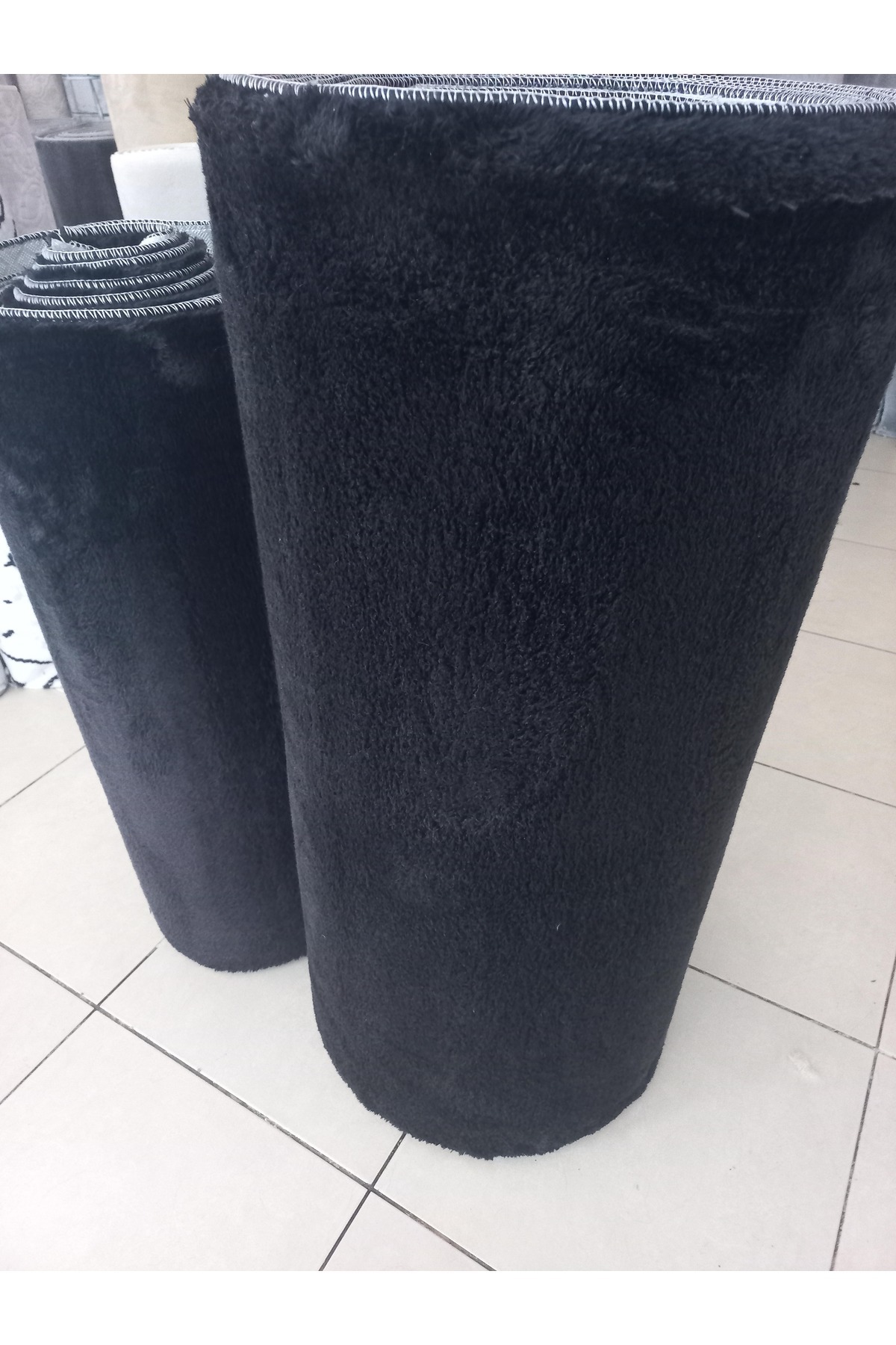 Enva Home-Black Plush Prayer Rug - Non-Slip Base, Washable, Overlocked, Long Furry Prayer Rug 3