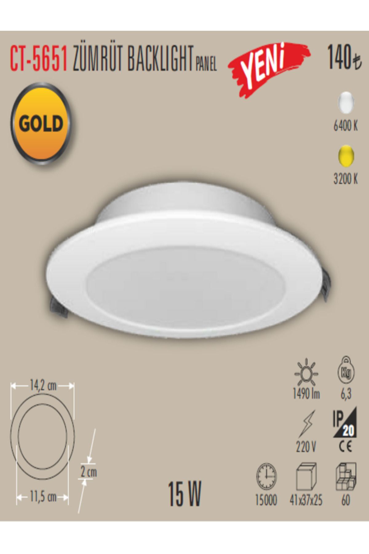 Cata CT-5651 ZÜMRÜT BACKLIGHT  PANEL