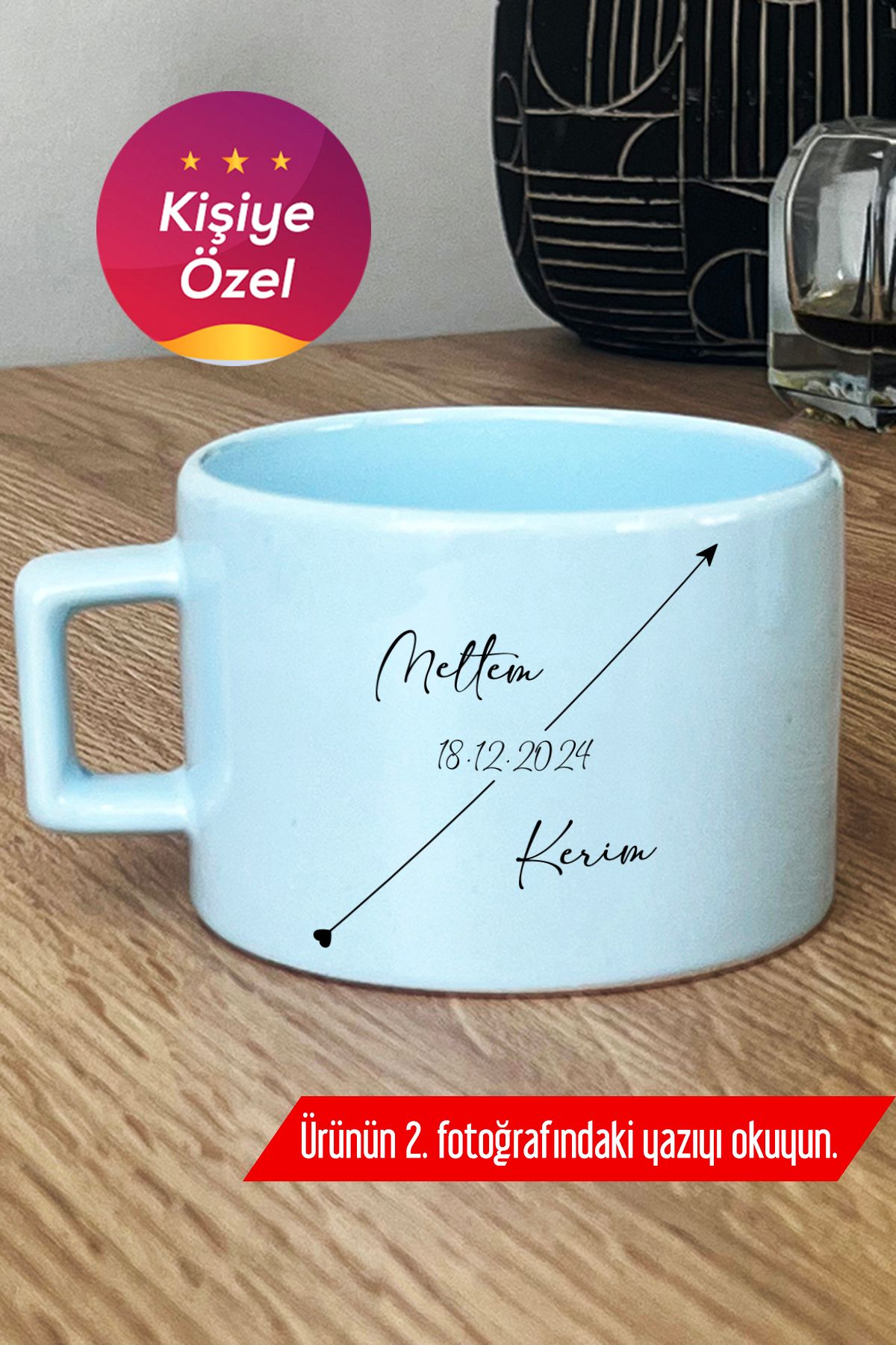 Hedizu Kişiye Özel Aşkımızın Tarihi Pastel Fincan Mavi Sevgililer Günü Hediyesi N6T V1C