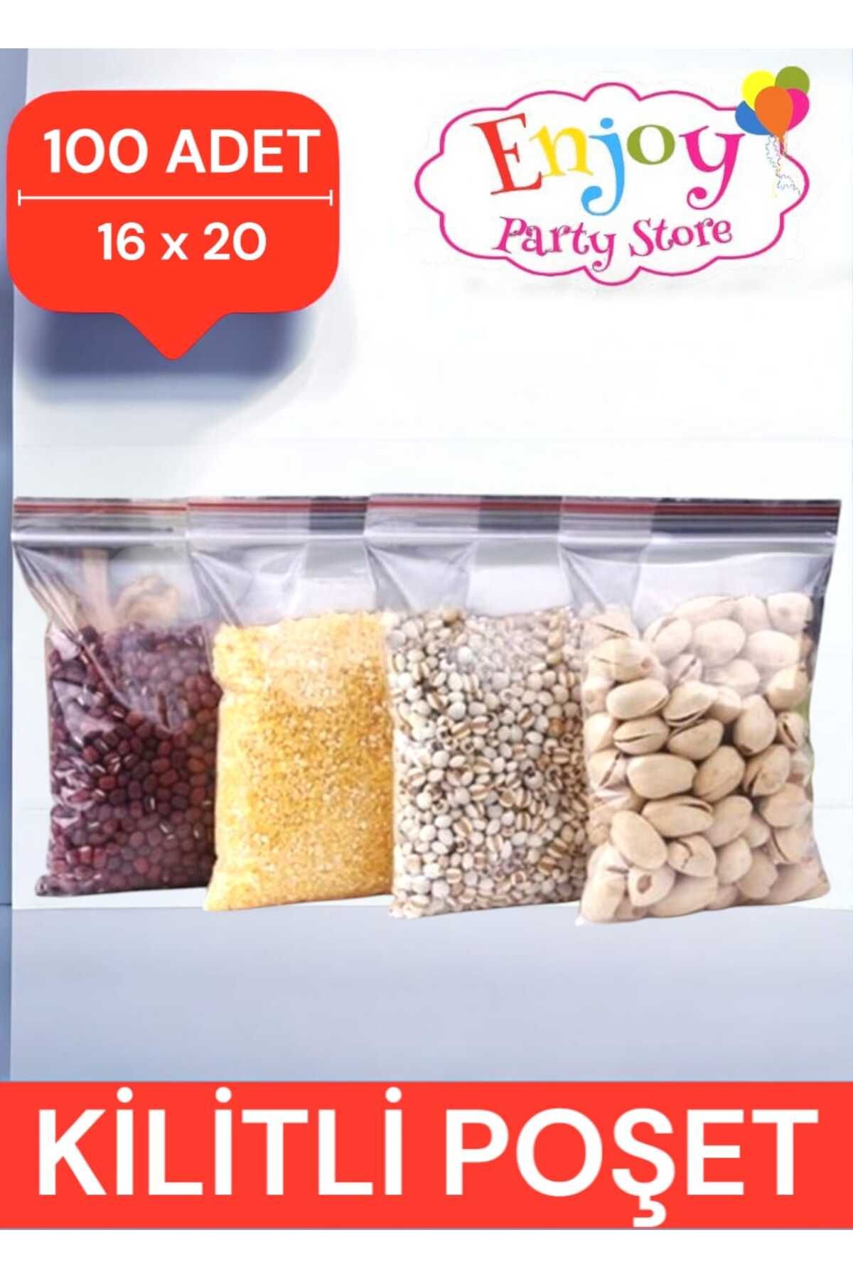 Enjoy Party Store Kilitli Koruyucu Buzdolabı Poşeti Naylon Torba 16x20cm 100 Adet 1 Paket