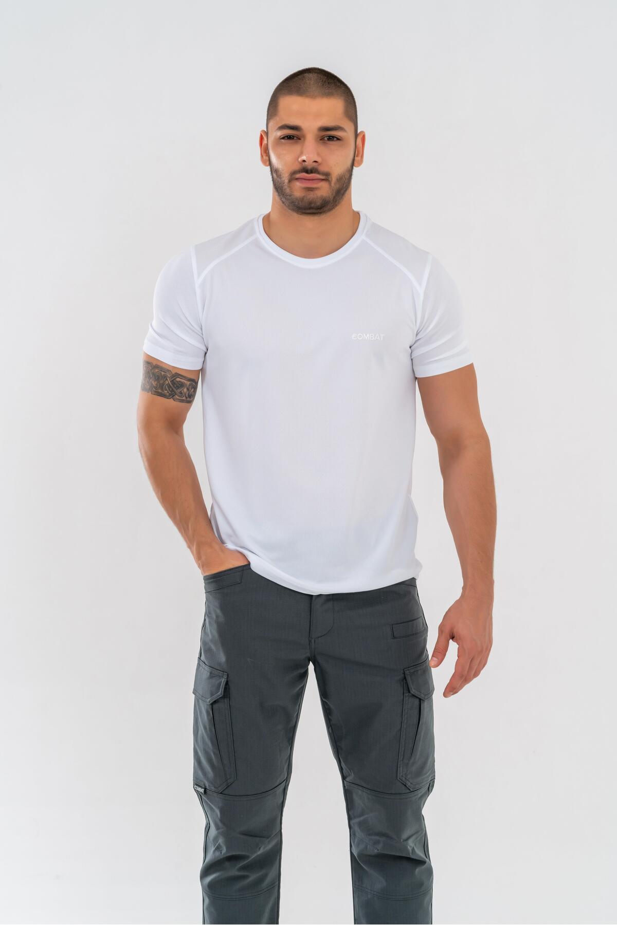 Outdoor T-Shirt Daily Zero Neck Athlete Men's T-Shirt T-Shirf - 807 Ygm