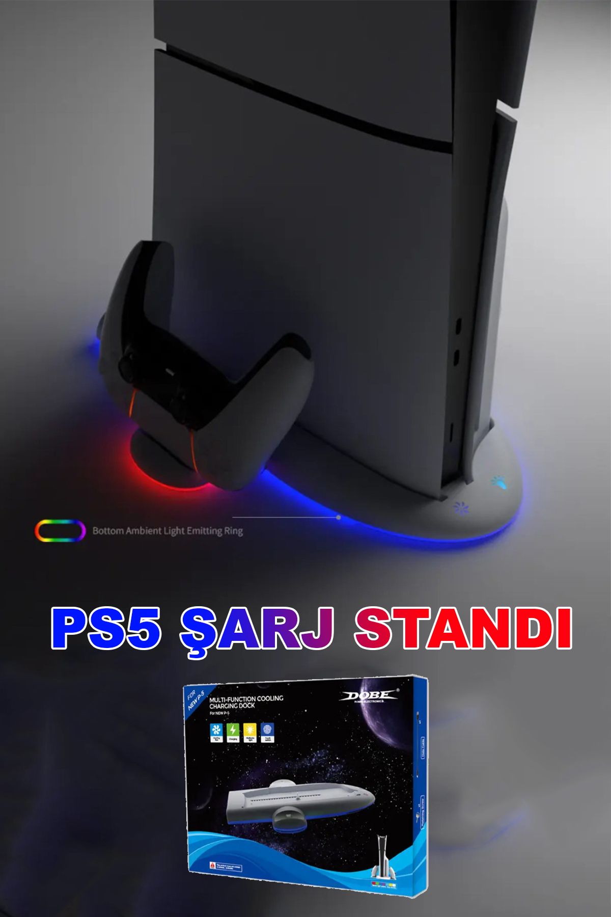 BedrON Ps5 Konsol Soğutma Standı Oyun Kolu Şarj Istasyonu RGB Işıklı