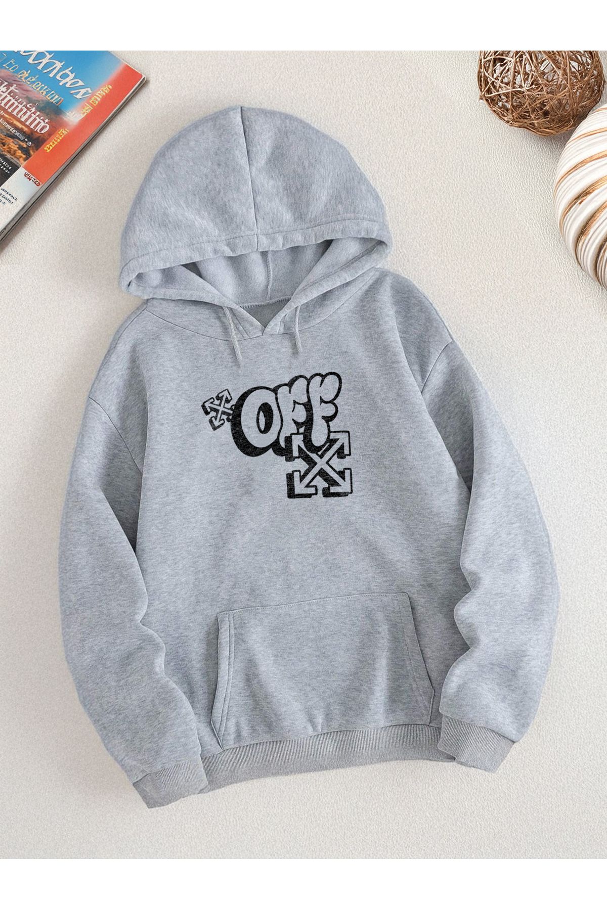 De Carte OFF Grafiti Baskılı Relaxed Mevsimlik Kapşonlu Sweatshirt