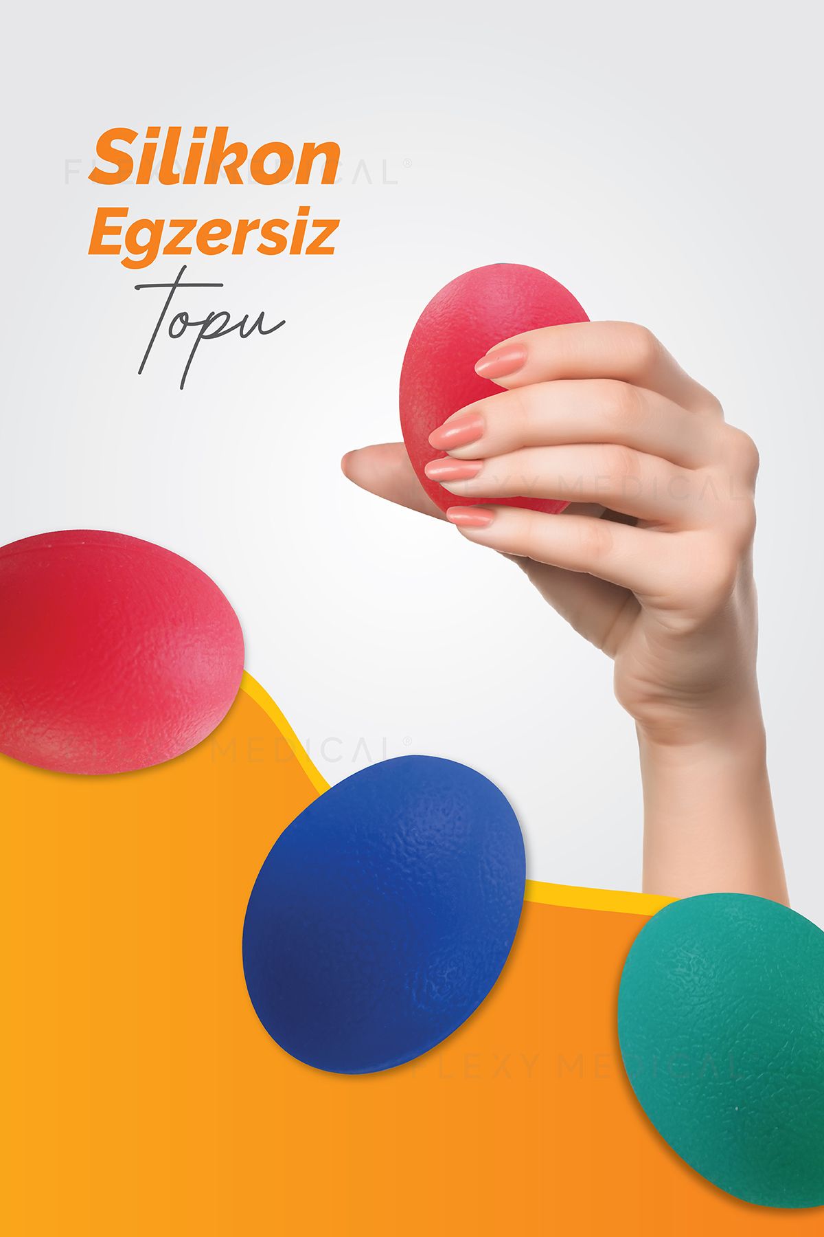 Flexy Medical-3 Hardness Silicone Exercise Ball - Hand Wrist & Finger Strengthening, Stress Physical Therapy 2
