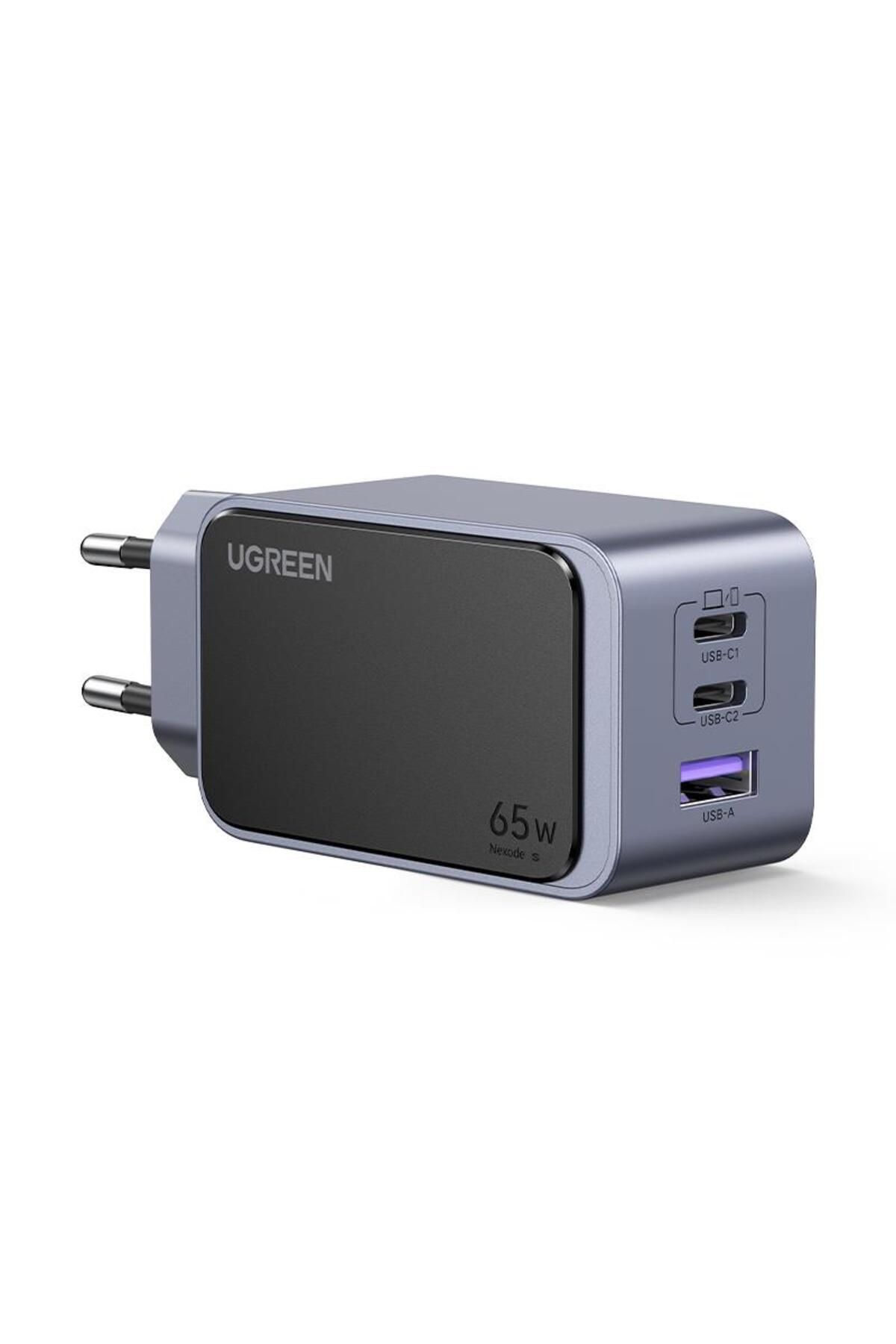 Ugreen Nexode Aır 65w Gan Hızlı Şarj Cihazı Type-c Qc Pd 2xusb-c 1xusb-a Gri