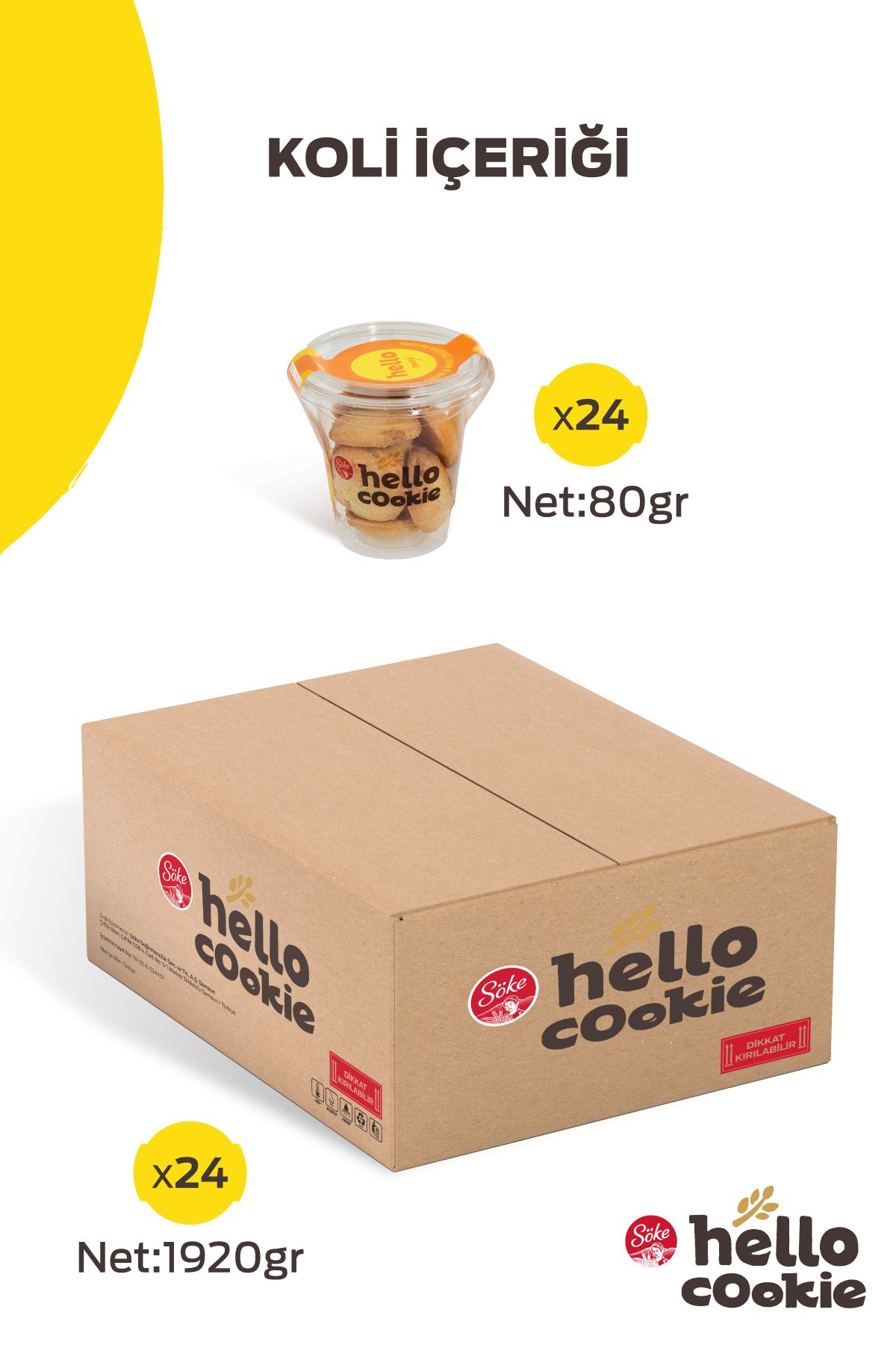 Söke SÖKE HELLO COOKIE LİMONLU & BEYAZ ÇİK.80G BARDAK 24X80G AVANTAJLI PAKET