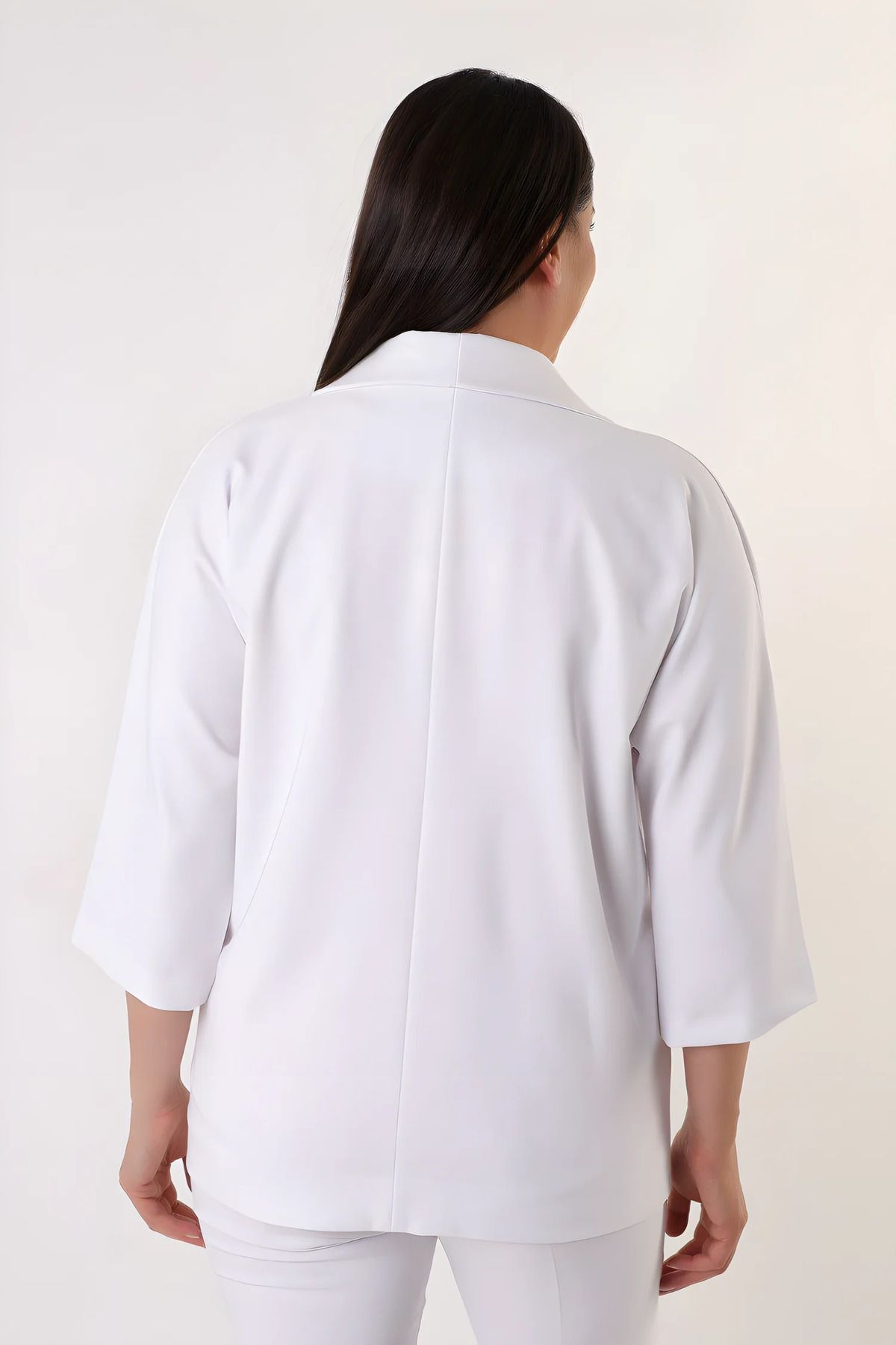 Hanezza-Women's Plus Size Bat Sleeve Double Button Blazer Jacket - Stylish and Comfortable Design 4