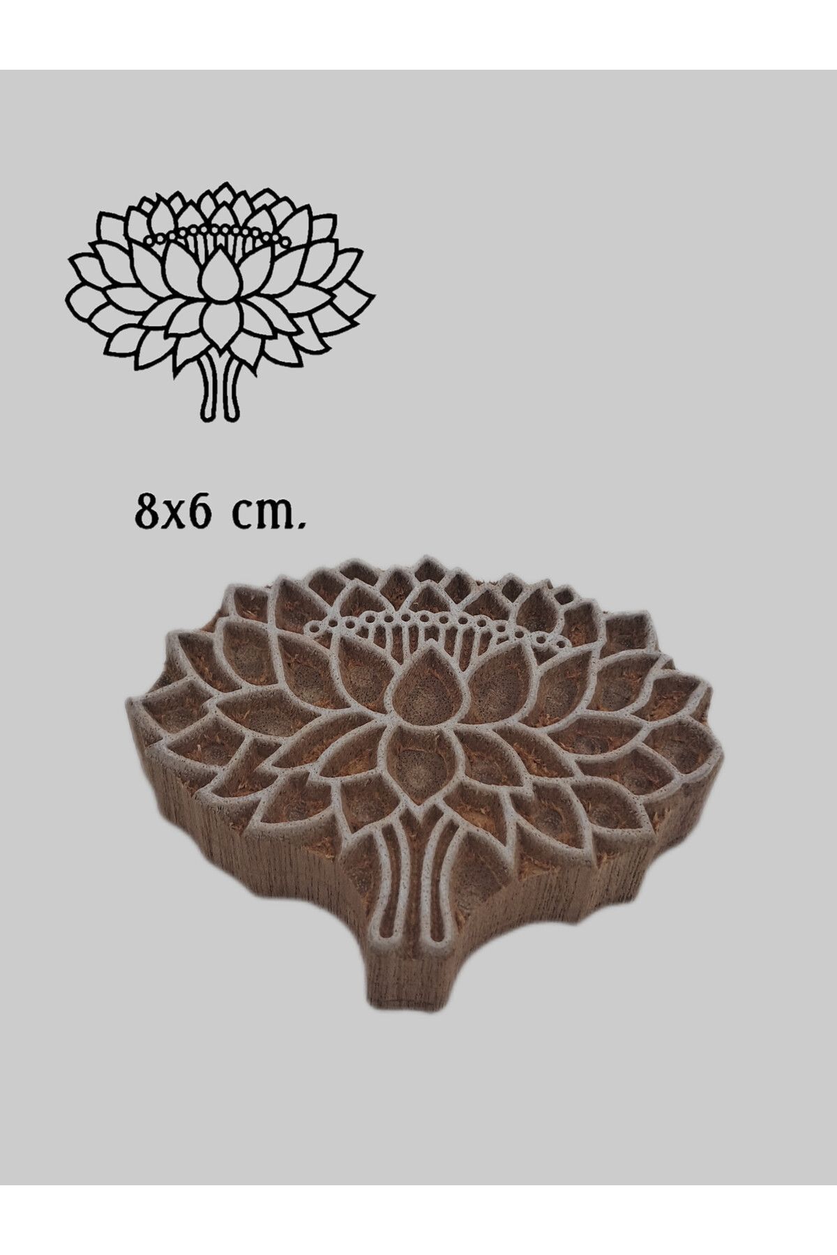 baskıkalıbı Ahşap baskı kalıbı lotus 8x6 cm. d41