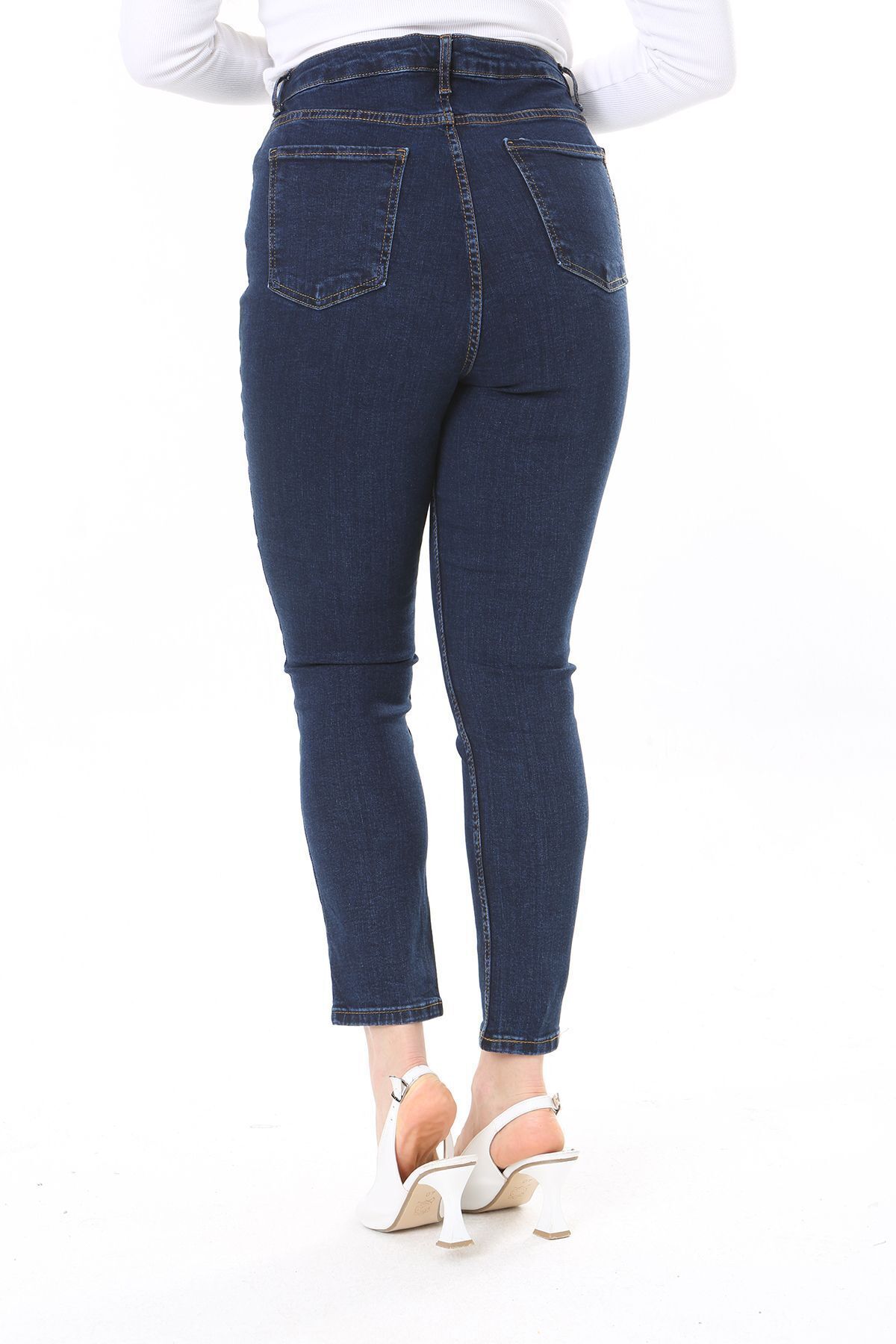 Şans-Blugi skinny din Lycra cu talie înaltă - Marimea Plus pentru femei 65N38094 8