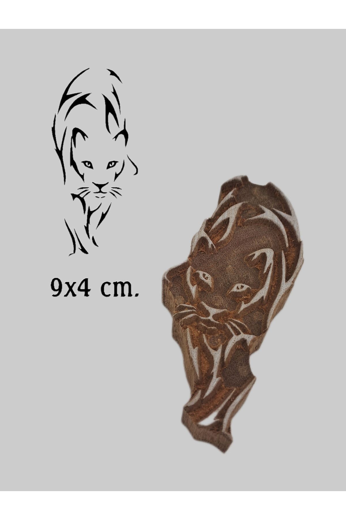 baskıkalıbı Ahşap baskı kalıbı leopar figürü 9x4 cm. d64