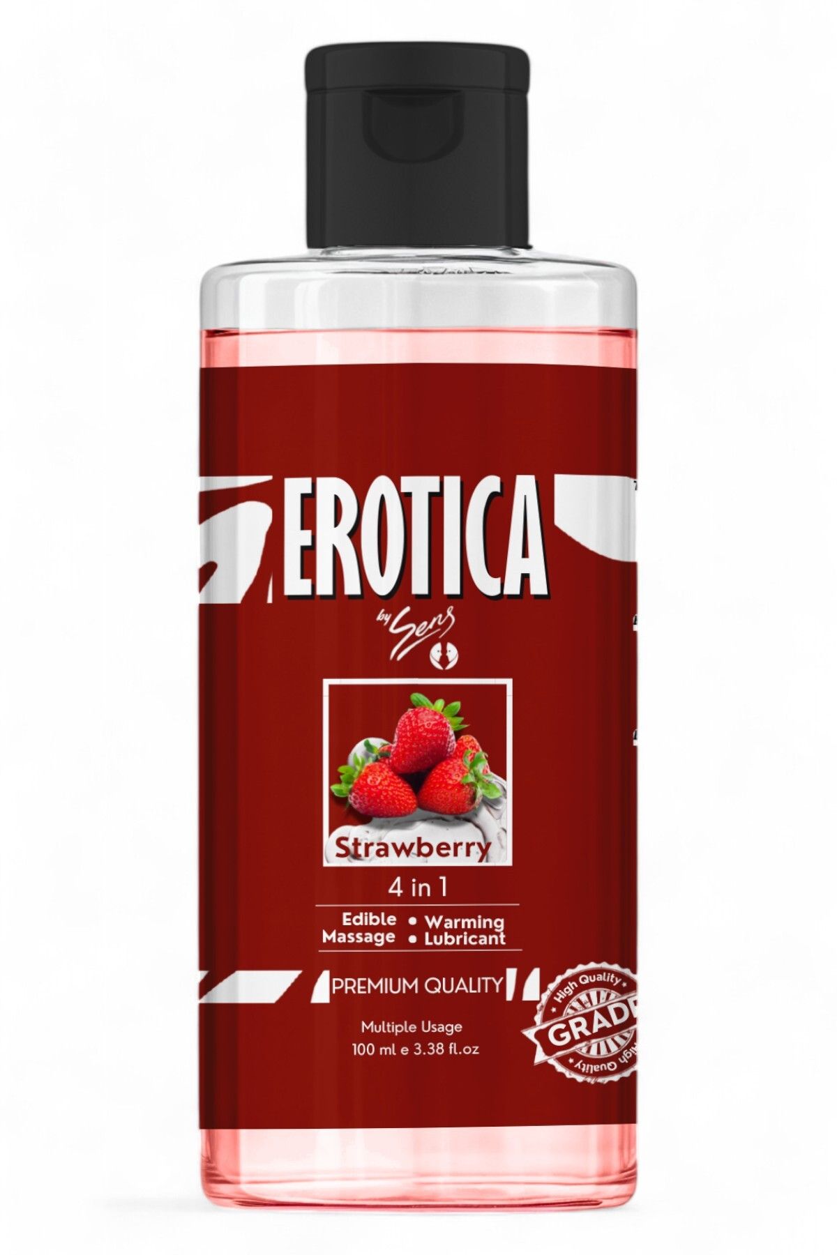 Erotica Strawberry 4 in 1 WB Lube 100ml by Sens Su Bazlı Çilek Aromalı Kayganlaştırıcı Masaj Jeli