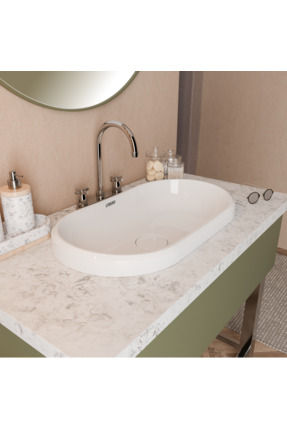 Livabo Zana370x640x130mm,antibakteriyel Tezgah Üstü Ankastre,gizli Giderli,be...