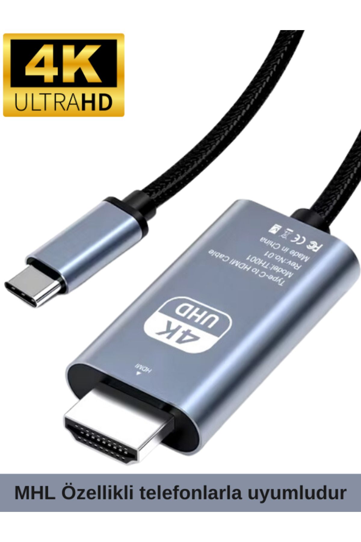 Smith 2m Metre Hdmi Kablo 4k Full Hd Tv Monitör Uydu Alıcısı Pc Uyumlu Type C To Hdmı Kablosu