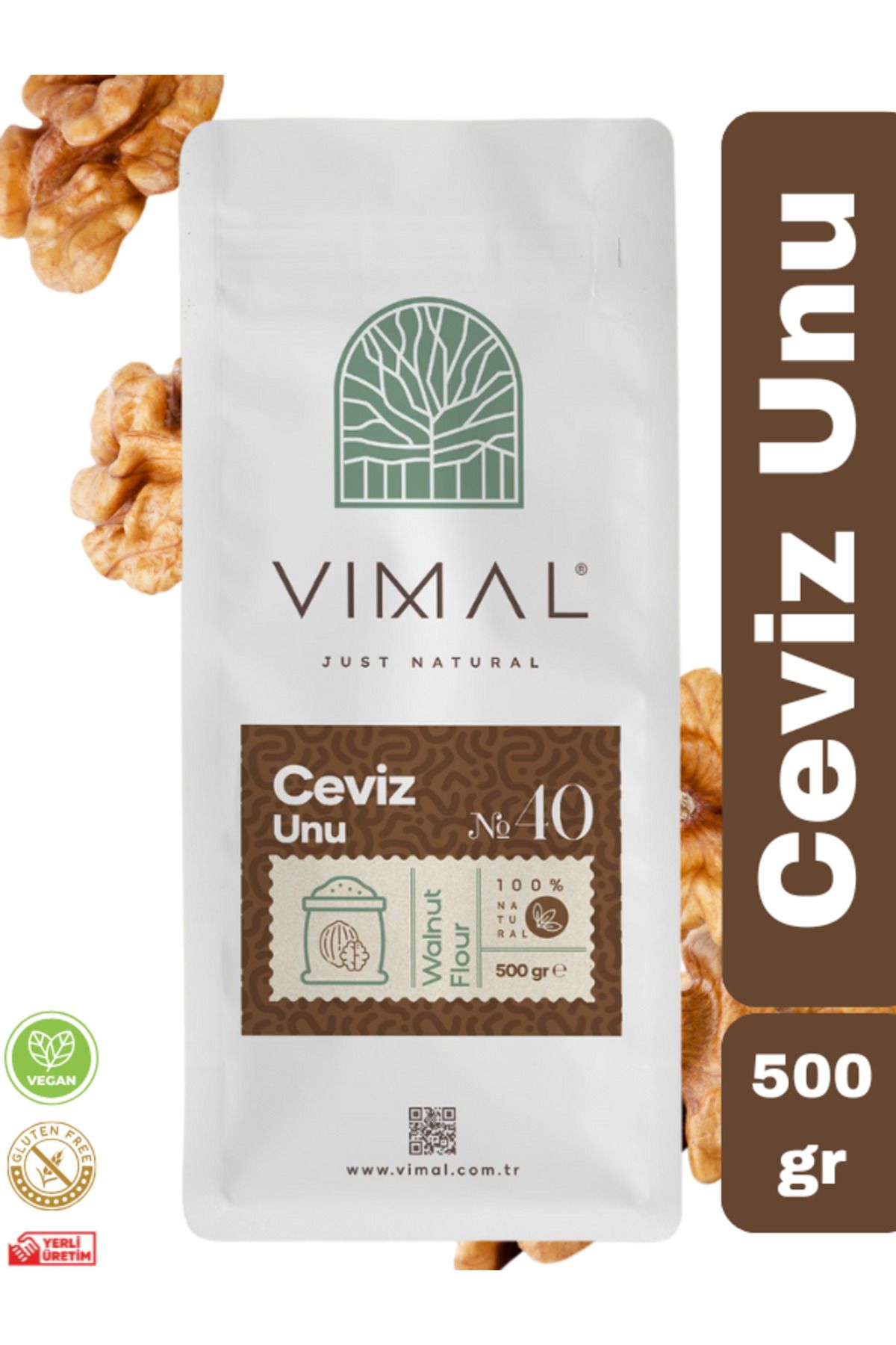 VIMAL Ceviz Unu 500 gr ( %100 Doğal Ve Glutensiz )