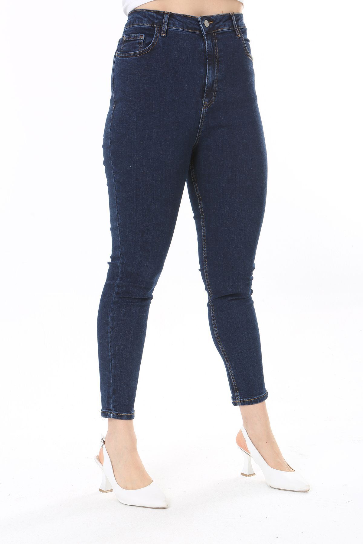 Şans-Blugi skinny din Lycra cu talie înaltă - Marimea Plus pentru femei 65N38094 6