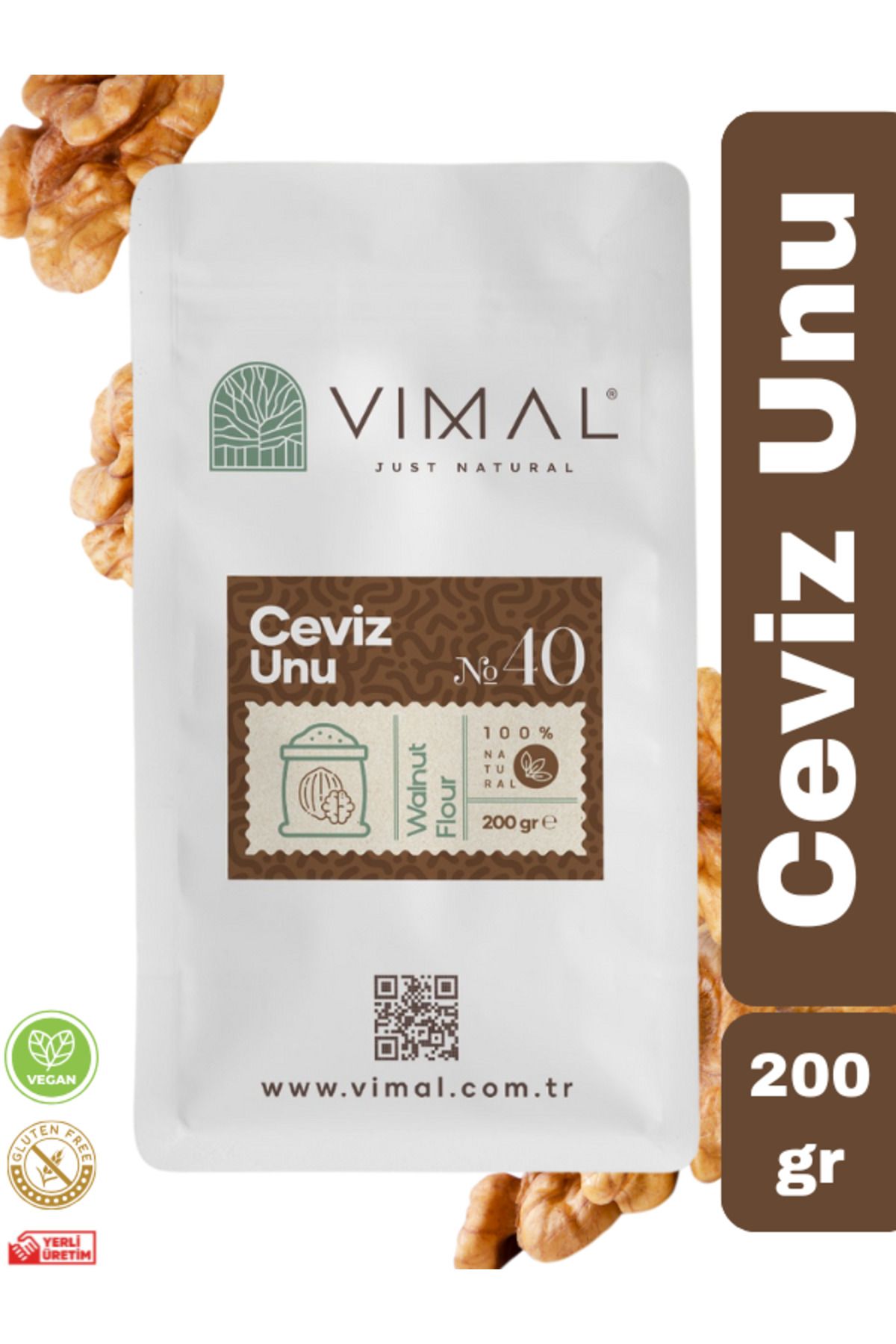 VIMAL Ceviz Unu 200 gr ( %100 Doğal Ve Glutensiz )