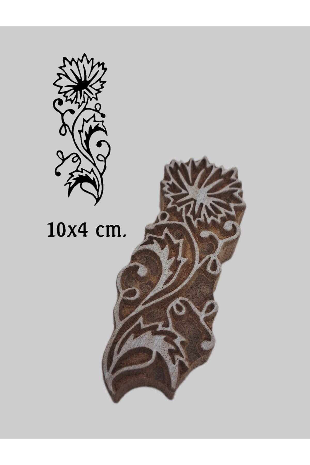 baskıkalıbı Ahşap baskı kalıbı çiçek 10x4 cm. d48