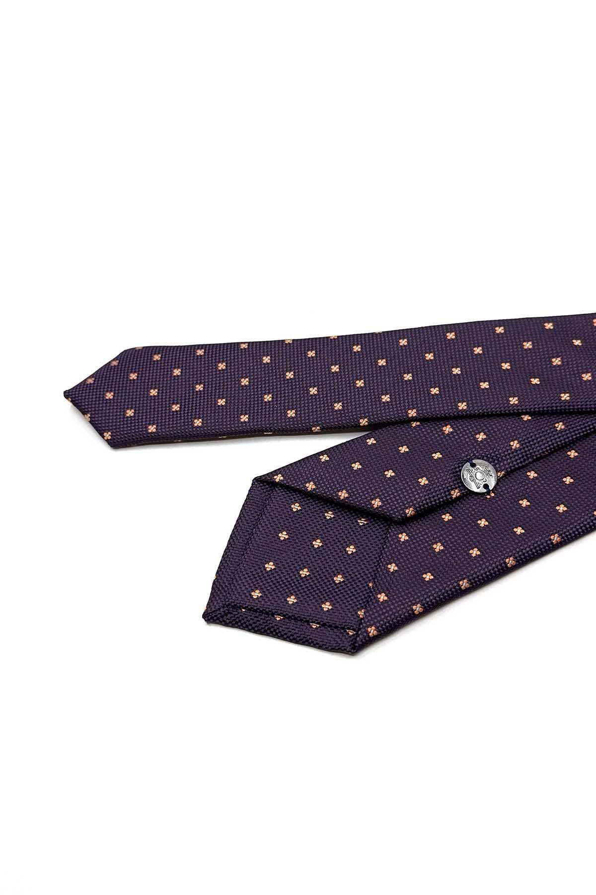 Kravatkolik-Sk7966 Model Slim Fit Plum Patterned Tie 2