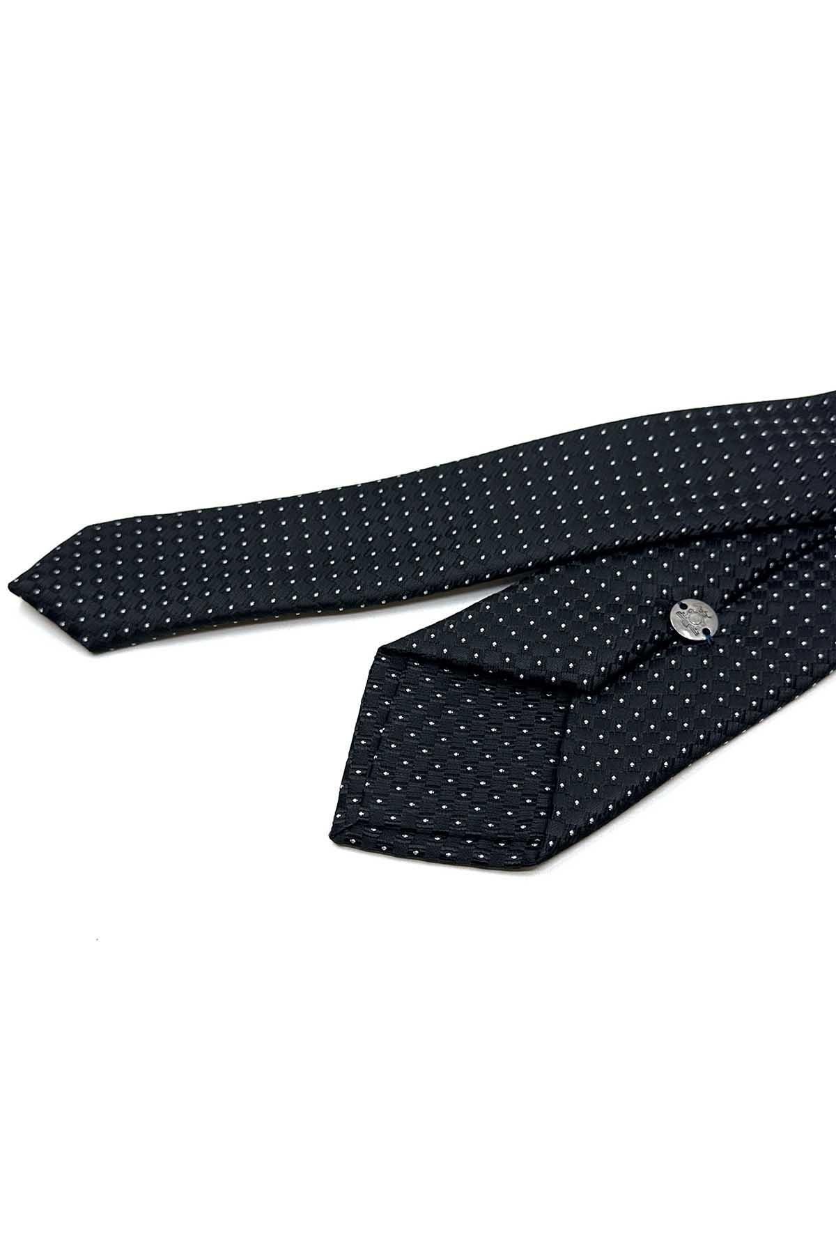 Kravatkolik-Black Dot Pattern Slim Tie Sk7972 2