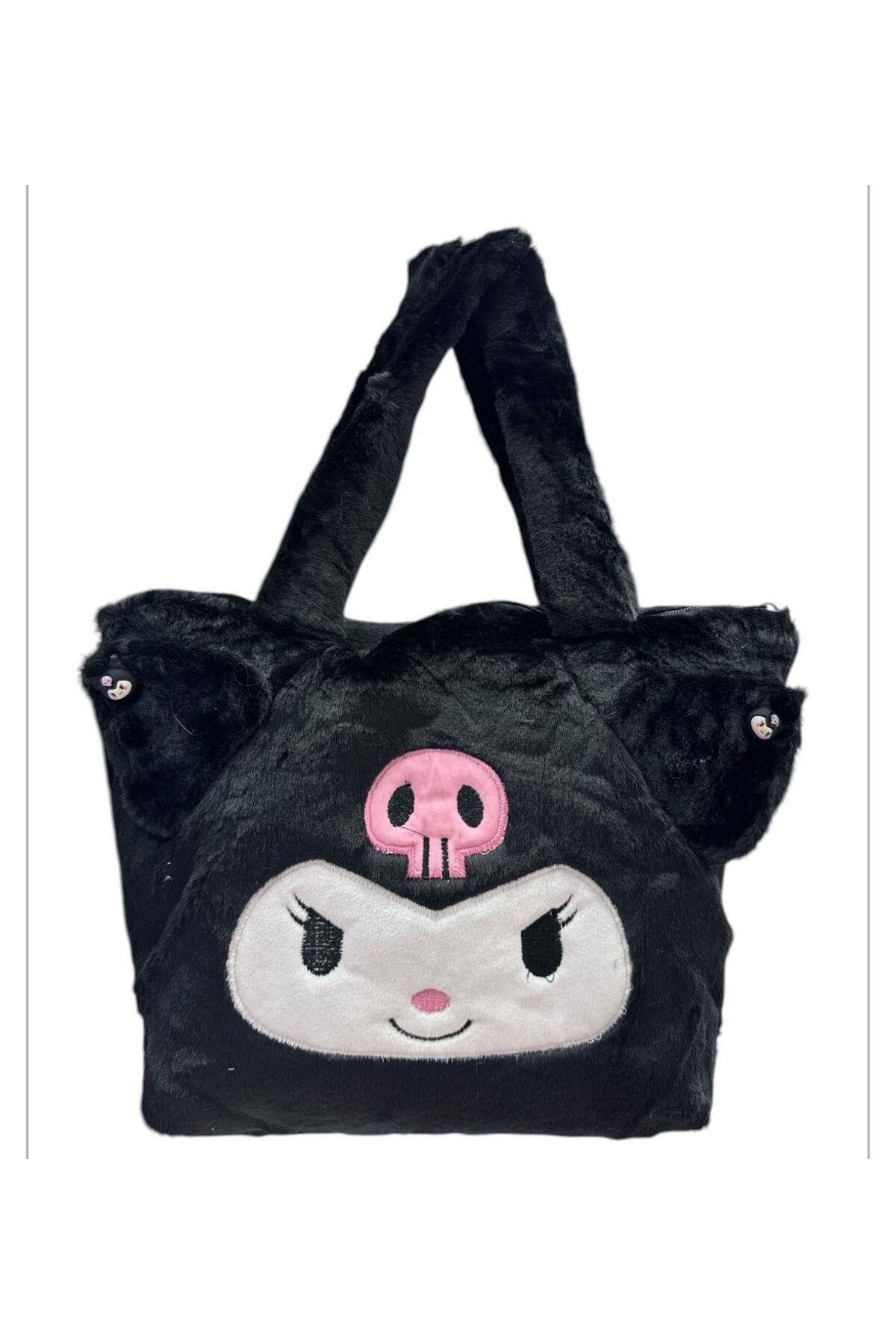 Piraye Gift Sanrio Kuromi Peluş Kol Çantası Büyük  Boy Siyah