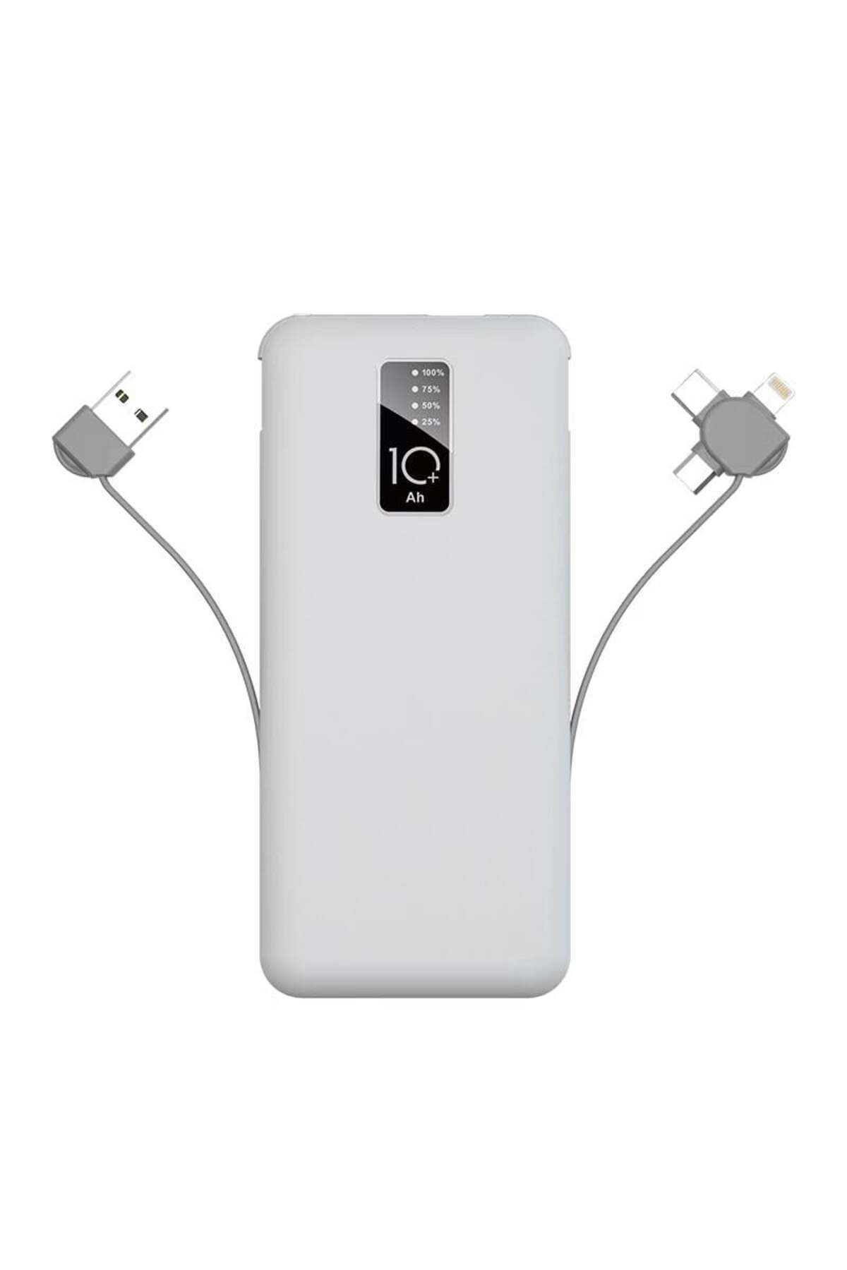 zore PW-05 Hızlı Şarj Led Göstergeli Micro Lightning Type-C Kablolu Taşınabilir Powerbank 10000mAh