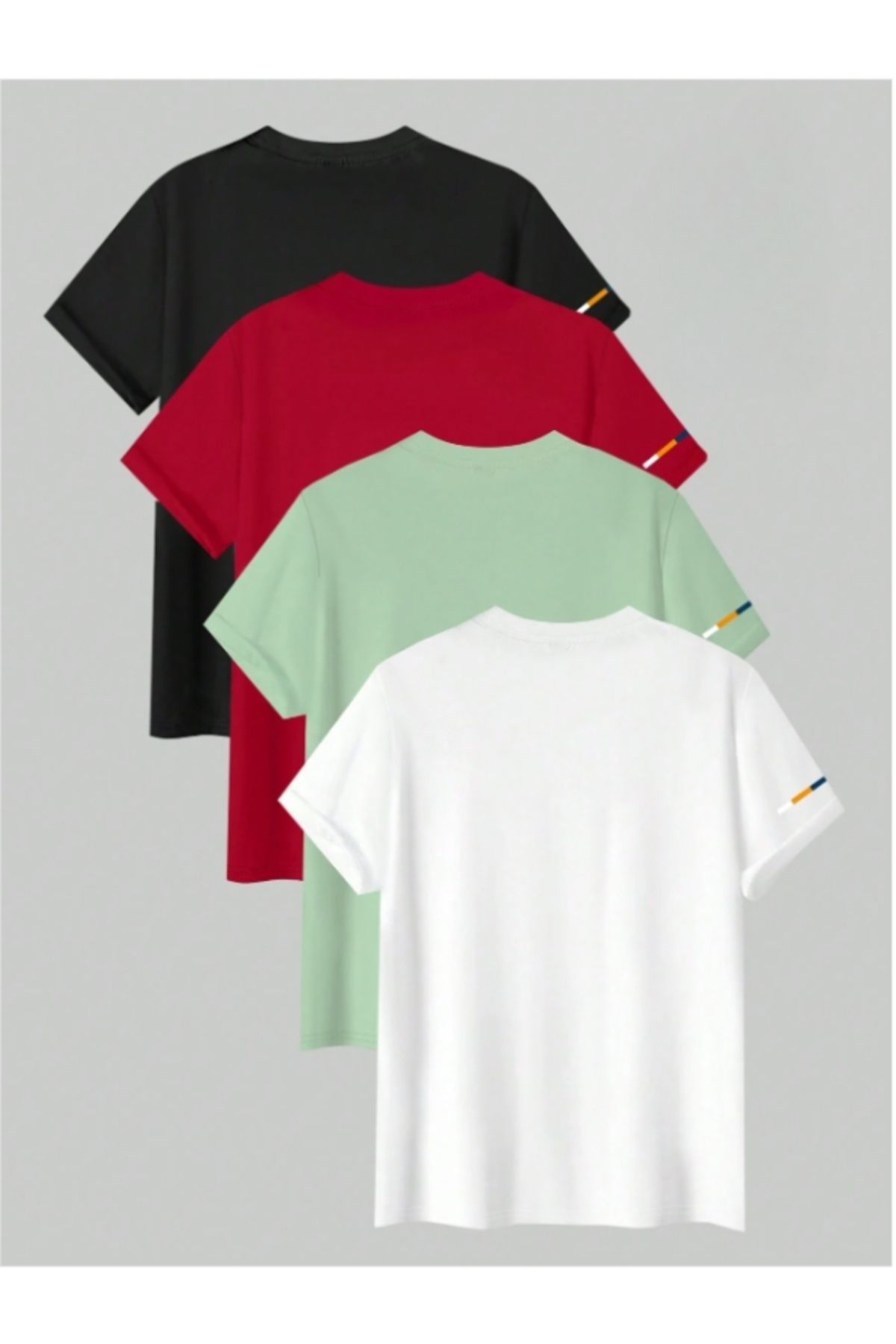 MOONBULL-Men's 4-Piece Los Angeles Printed Oversize T-Shirt with Sleeve Stripe Print Detail 2