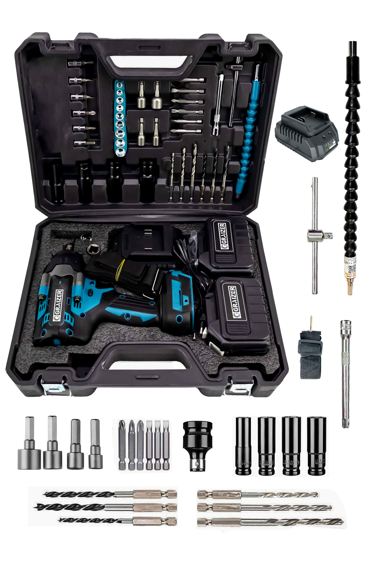 Graizer Alman 1200 Nm Akülü Somun Bijon Sökme Takma Sikma Makinesi